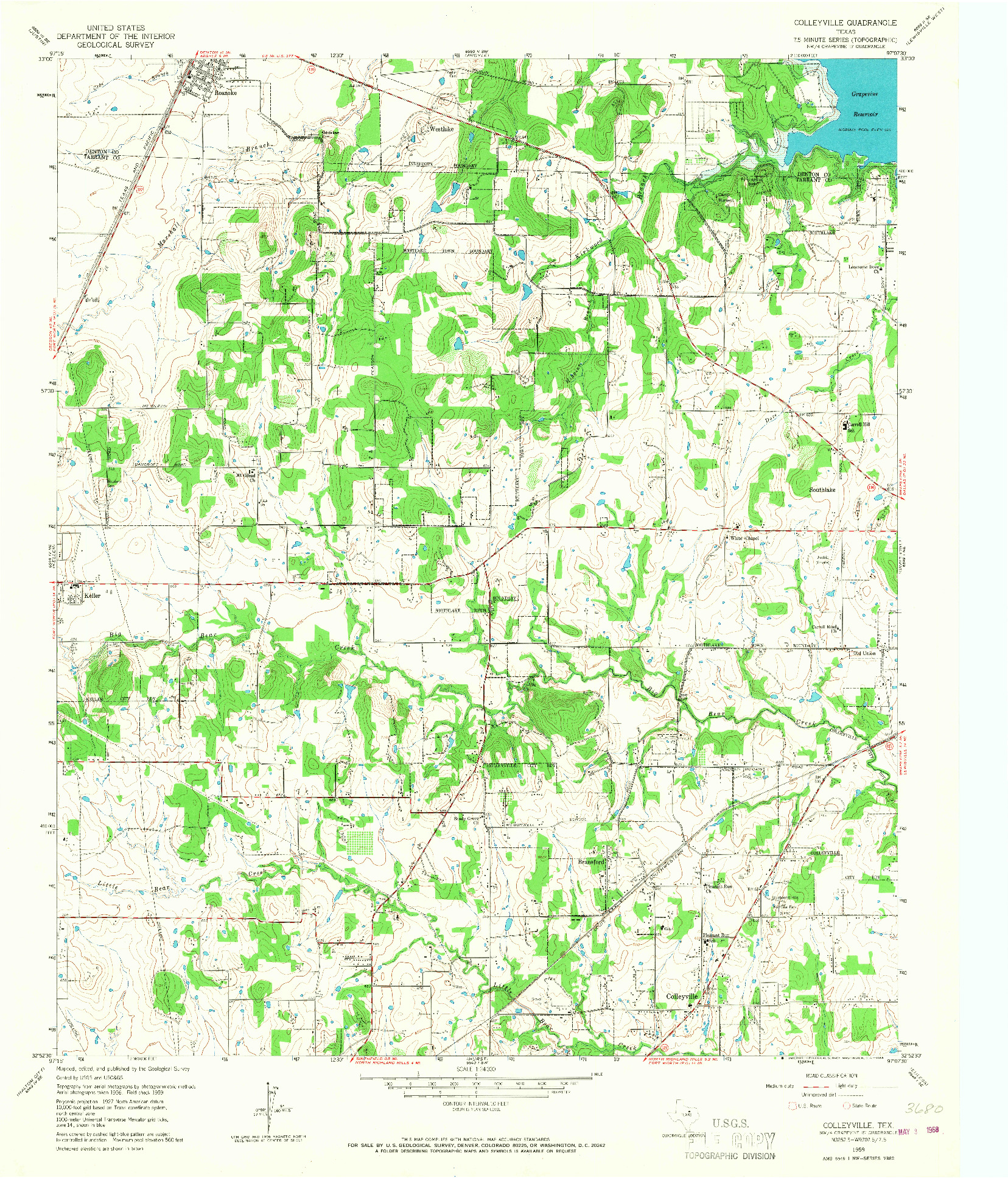 USGS 1:24000-SCALE QUADRANGLE FOR COLLEYVILLE, TX 1959