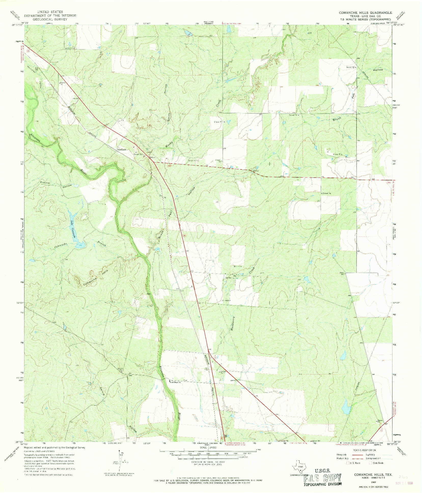 USGS 1:24000-SCALE QUADRANGLE FOR COMANCHE HILLS, TX 1965