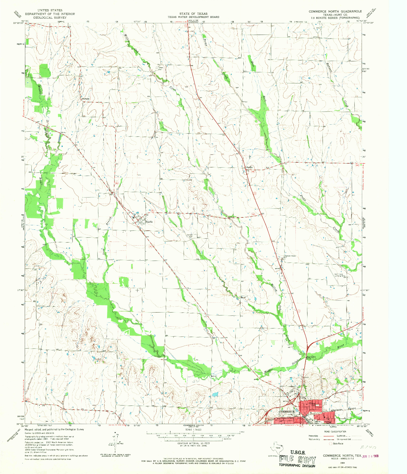 USGS 1:24000-SCALE QUADRANGLE FOR COMMERCE NORTH, TX 1964