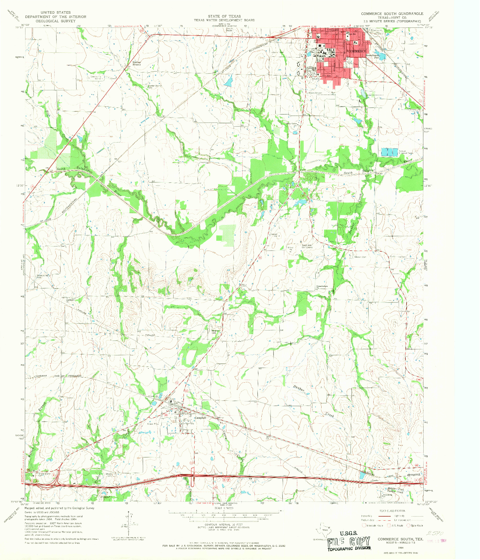 USGS 1:24000-SCALE QUADRANGLE FOR COMMERCE SOUTH, TX 1964