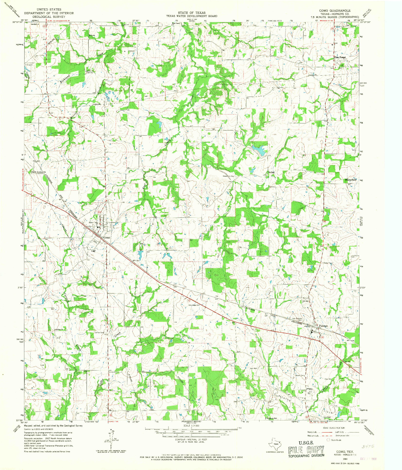 USGS 1:24000-SCALE QUADRANGLE FOR COMO, TX 1964
