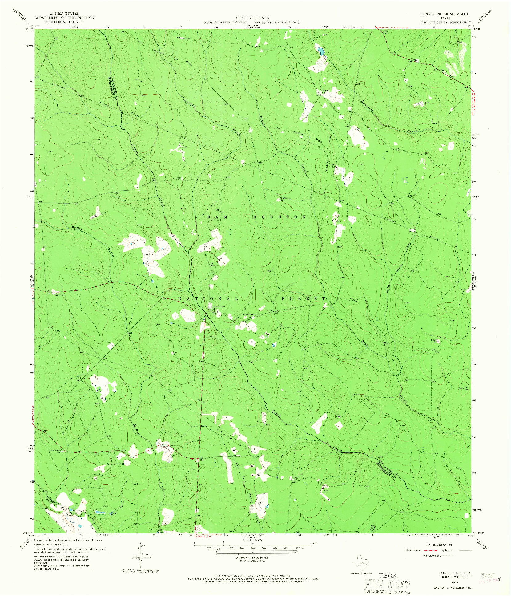 USGS 1:24000-SCALE QUADRANGLE FOR CONROE NE, TX 1959