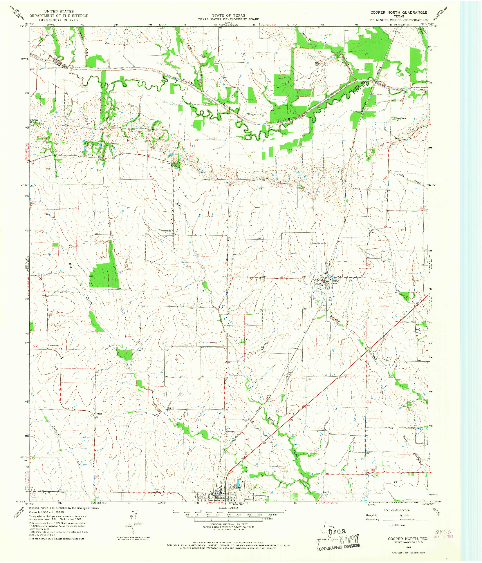 USGS 1:24000-SCALE QUADRANGLE FOR COOPER NORTH, TX 1964