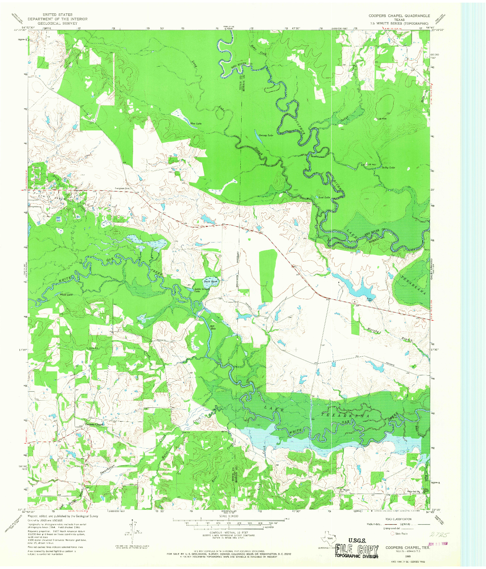 USGS 1:24000-SCALE QUADRANGLE FOR COOPERS CHAPEL, TX 1965