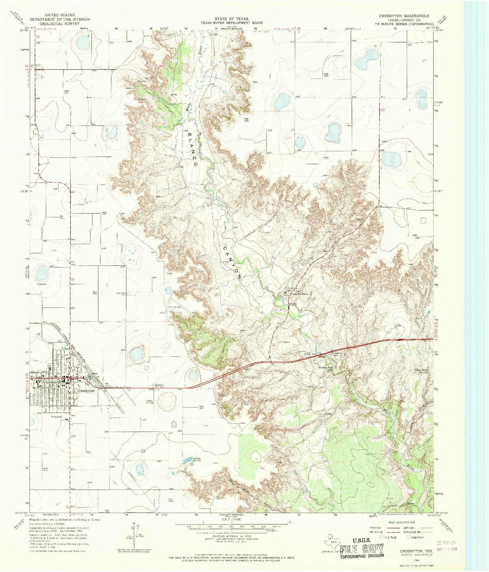 USGS 1:24000-SCALE QUADRANGLE FOR CROSBYTON, TX 1966