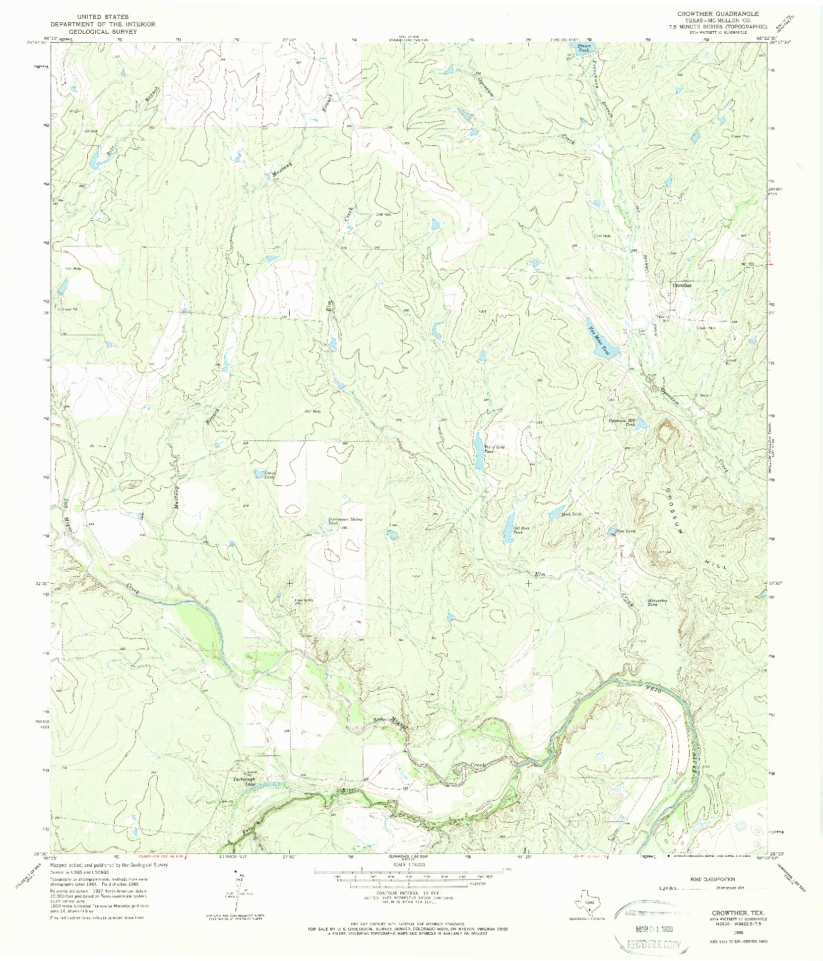 USGS 1:24000-SCALE QUADRANGLE FOR CROWTHER, TX 1965