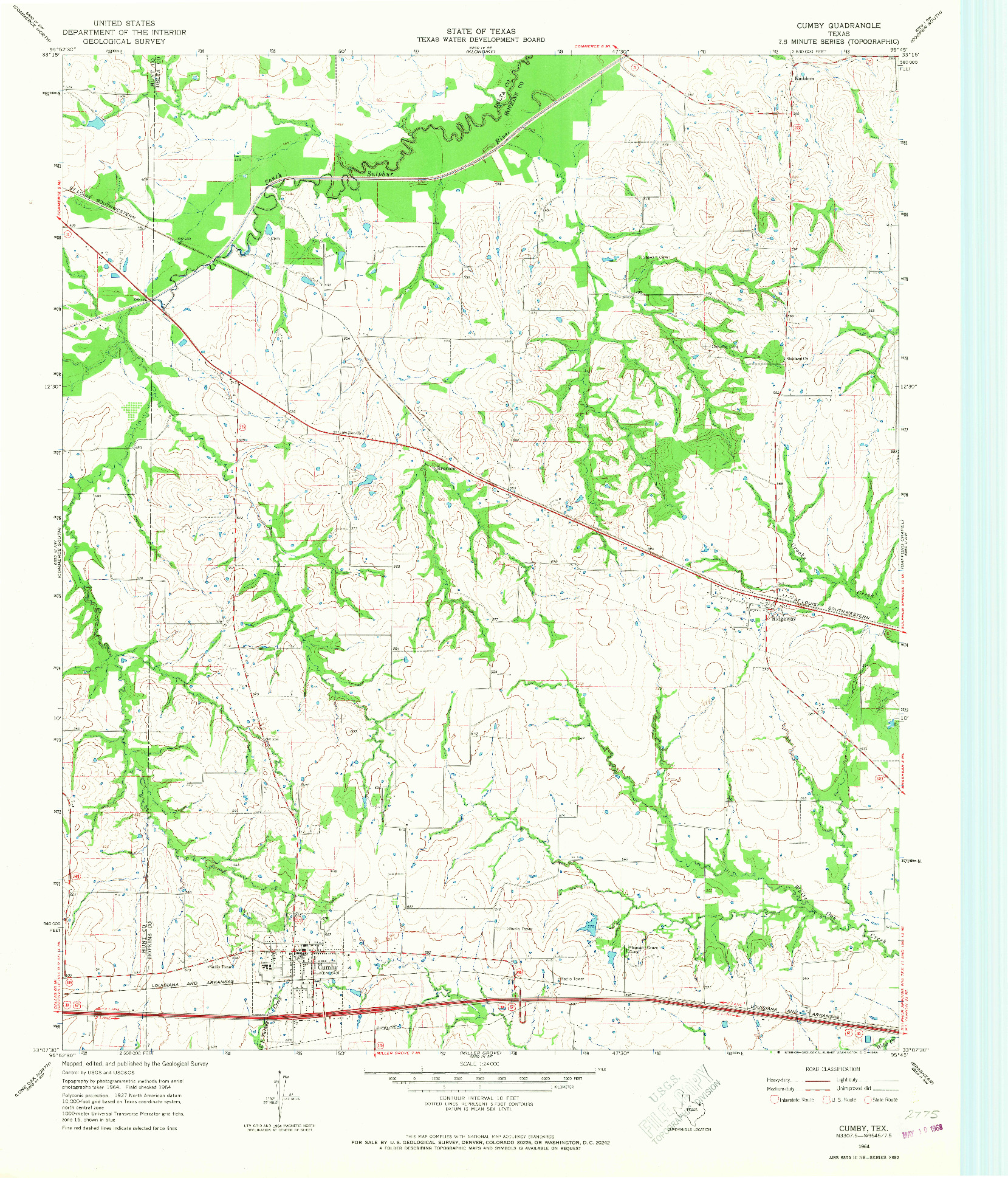 USGS 1:24000-SCALE QUADRANGLE FOR CUMBY, TX 1964