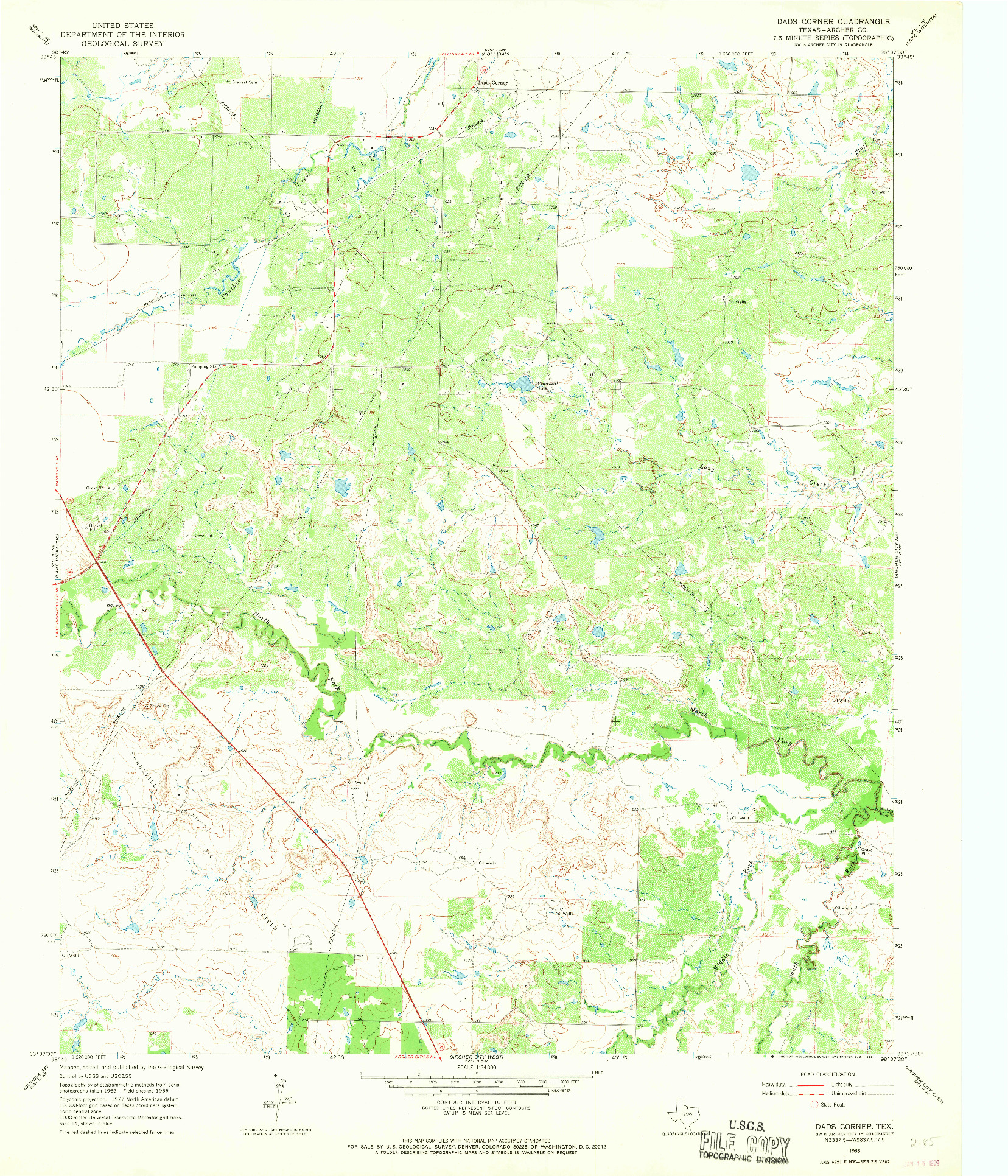 USGS 1:24000-SCALE QUADRANGLE FOR DADS CORNER, TX 1966