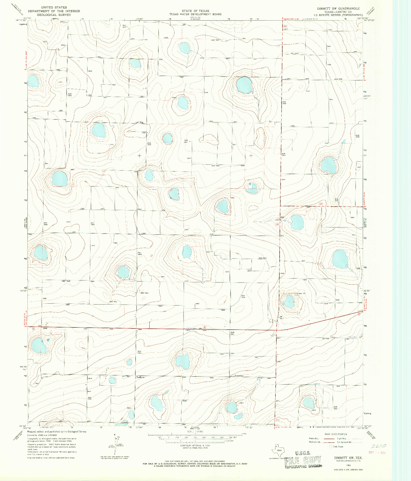 USGS 1:24000-SCALE QUADRANGLE FOR DIMMITT SW, TX 1965