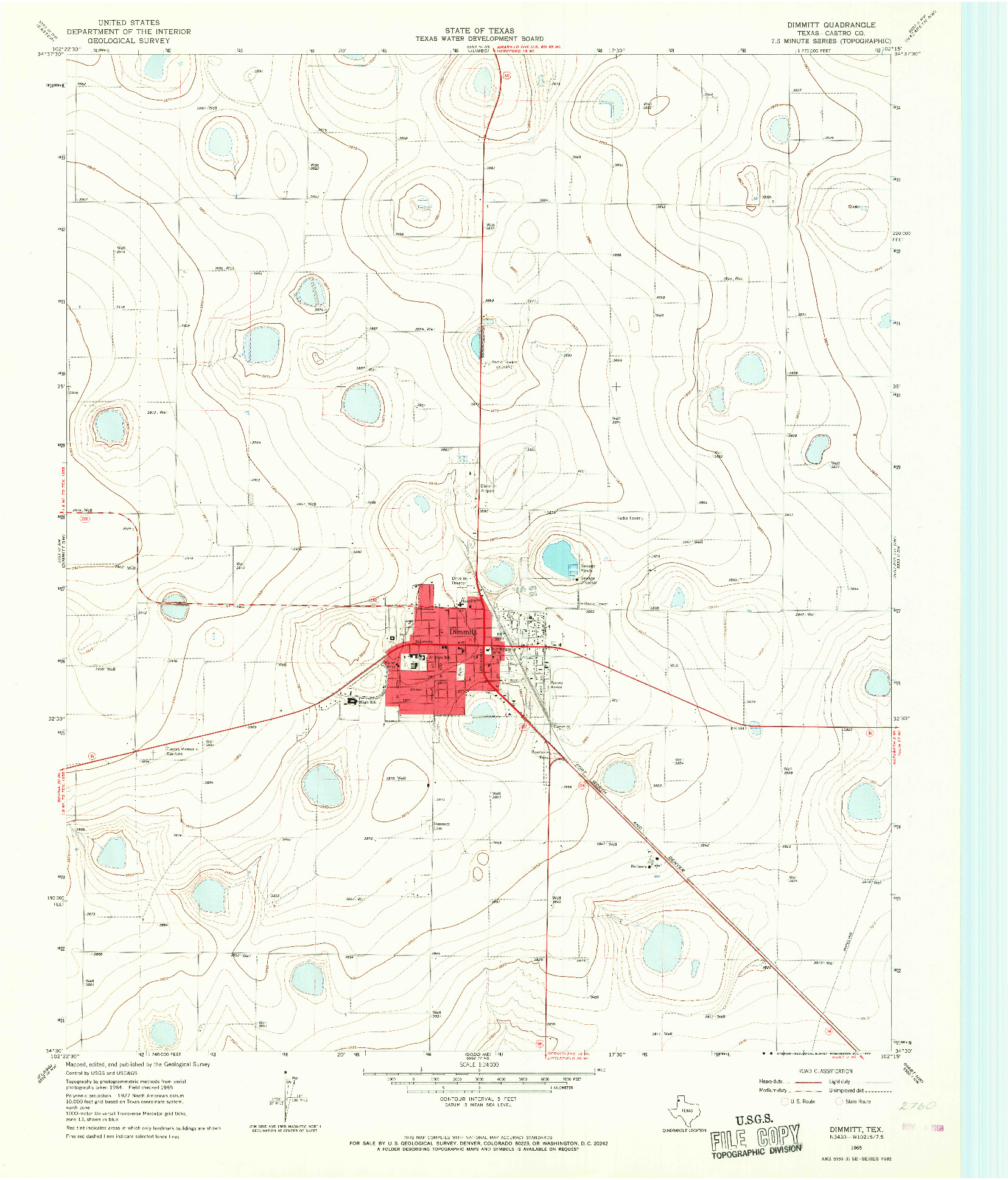 USGS 1:24000-SCALE QUADRANGLE FOR DIMMITT, TX 1965