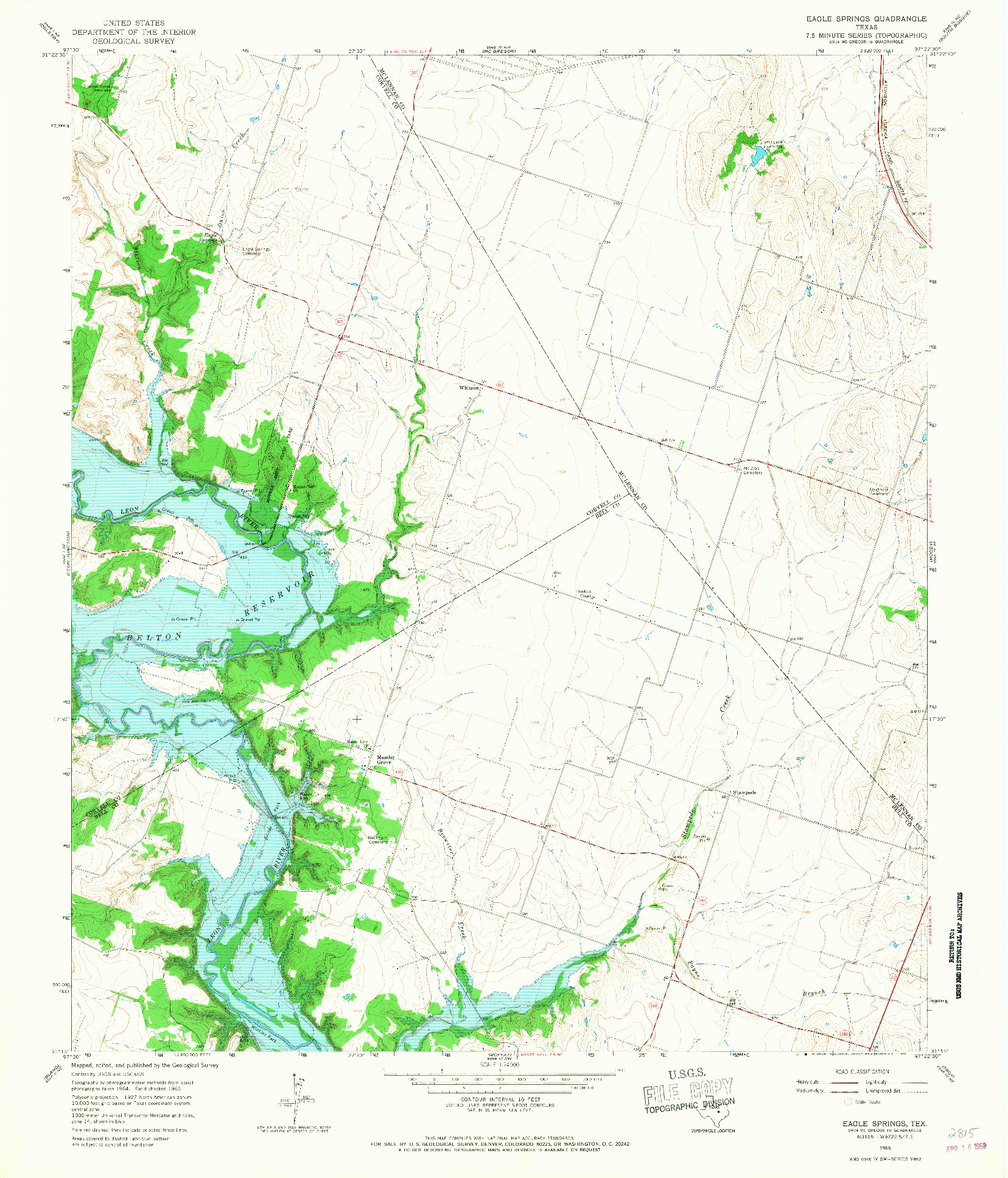 USGS 1:24000-SCALE QUADRANGLE FOR EAGLE SPRINGS, TX 1965