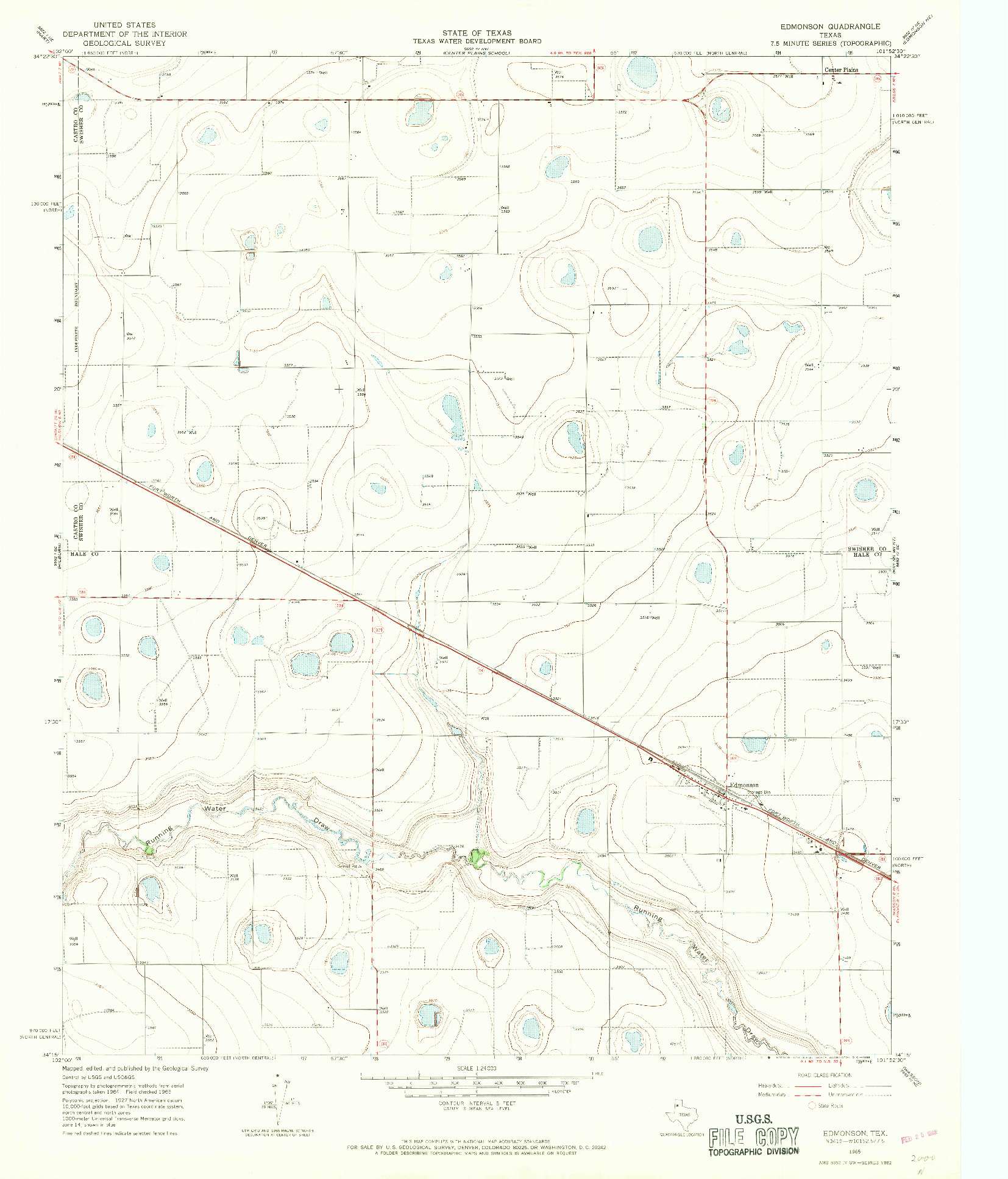 USGS 1:24000-SCALE QUADRANGLE FOR EDMONSON, TX 1965