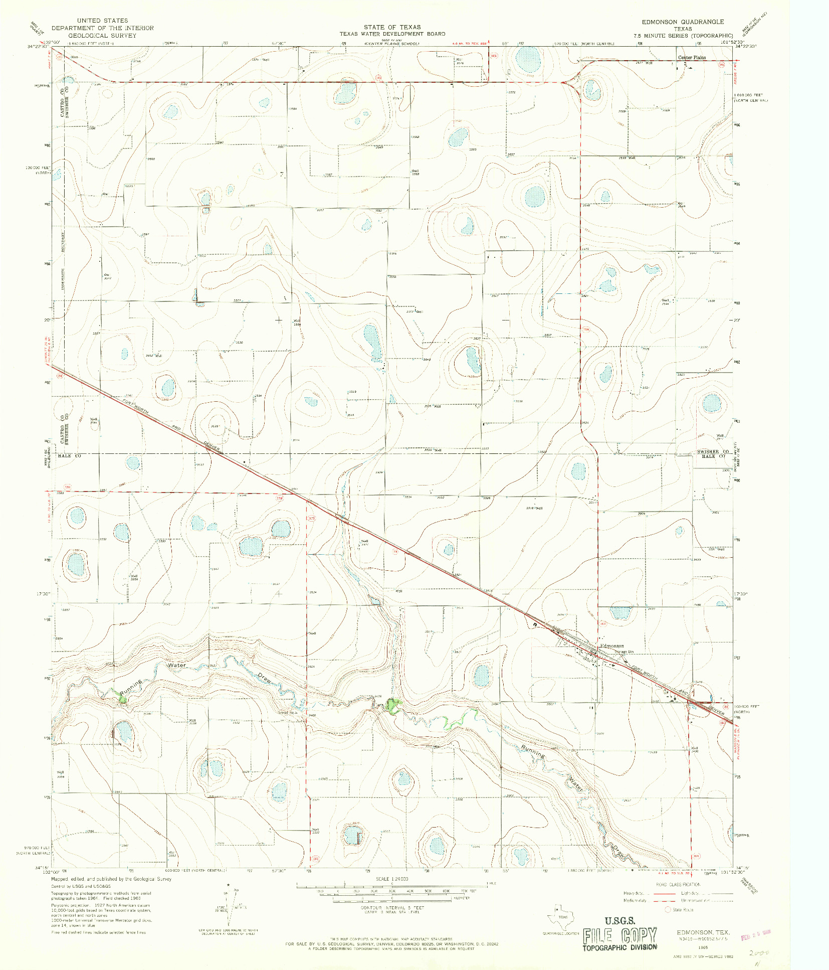 USGS 1:24000-SCALE QUADRANGLE FOR EDMONSON, TX 1965