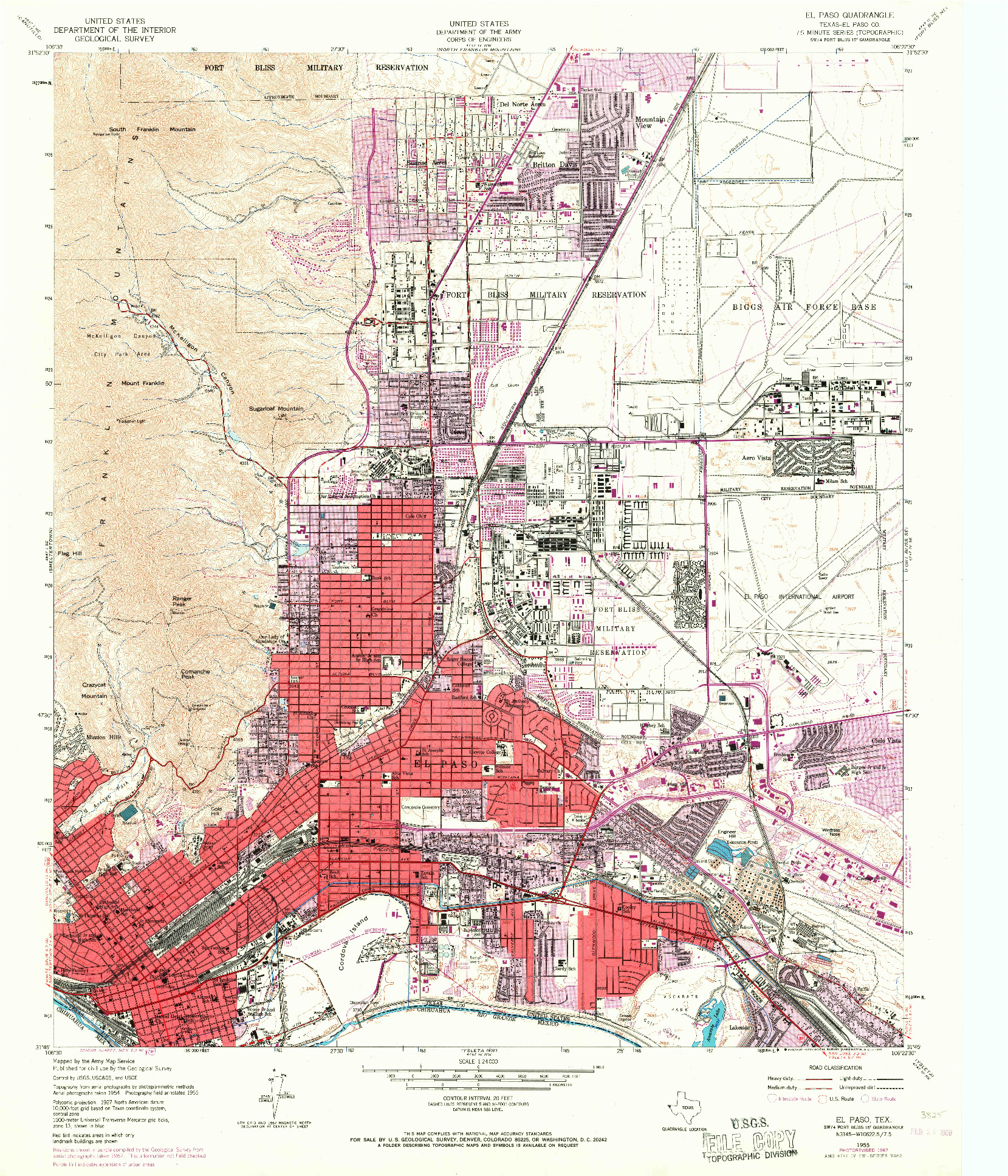 USGS 1:24000-SCALE QUADRANGLE FOR EL PASO, TX 1955