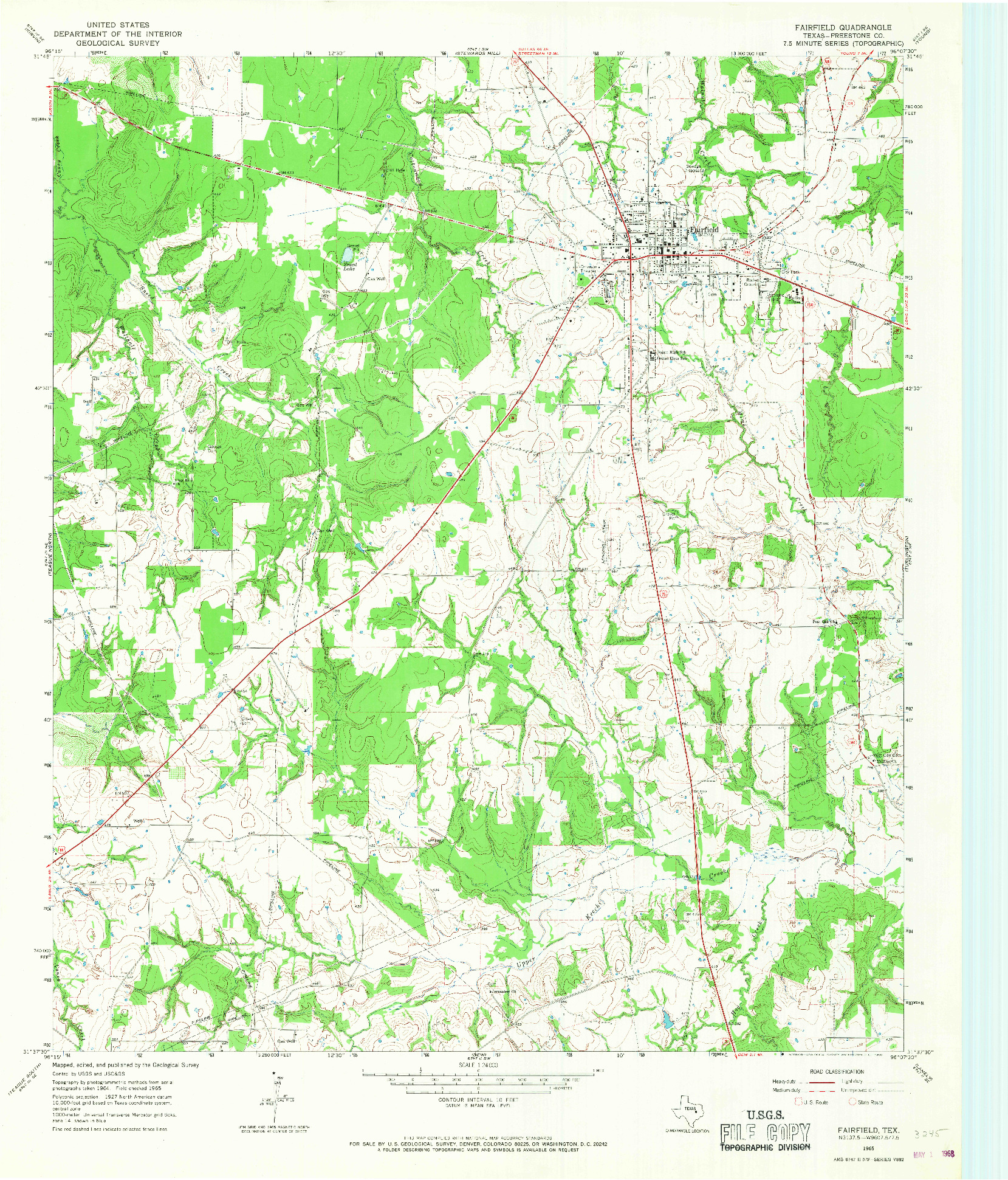 USGS 1:24000-SCALE QUADRANGLE FOR FAIRFIELD, TX 1965