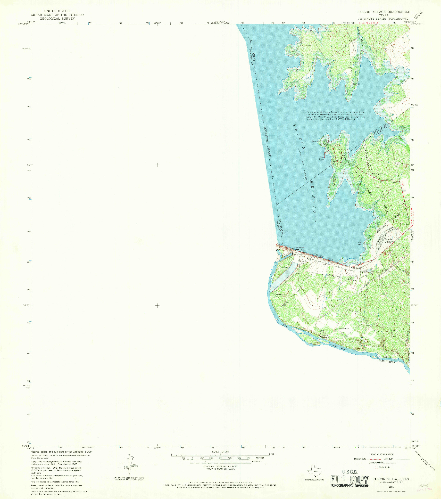 USGS 1:24000-SCALE QUADRANGLE FOR FALCON VILLAGE, TX 1965