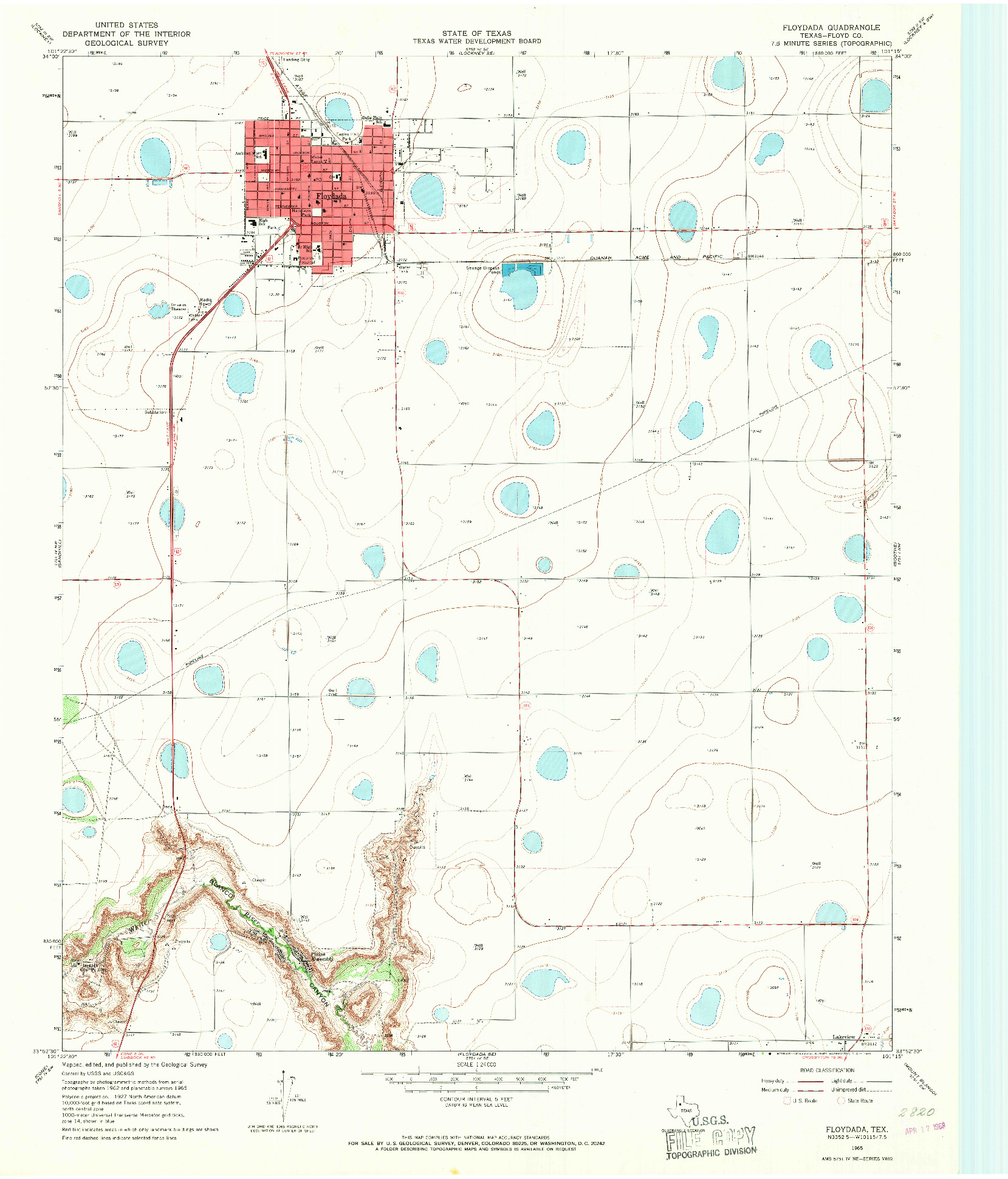 USGS 1:24000-SCALE QUADRANGLE FOR FLOYDADA, TX 1965