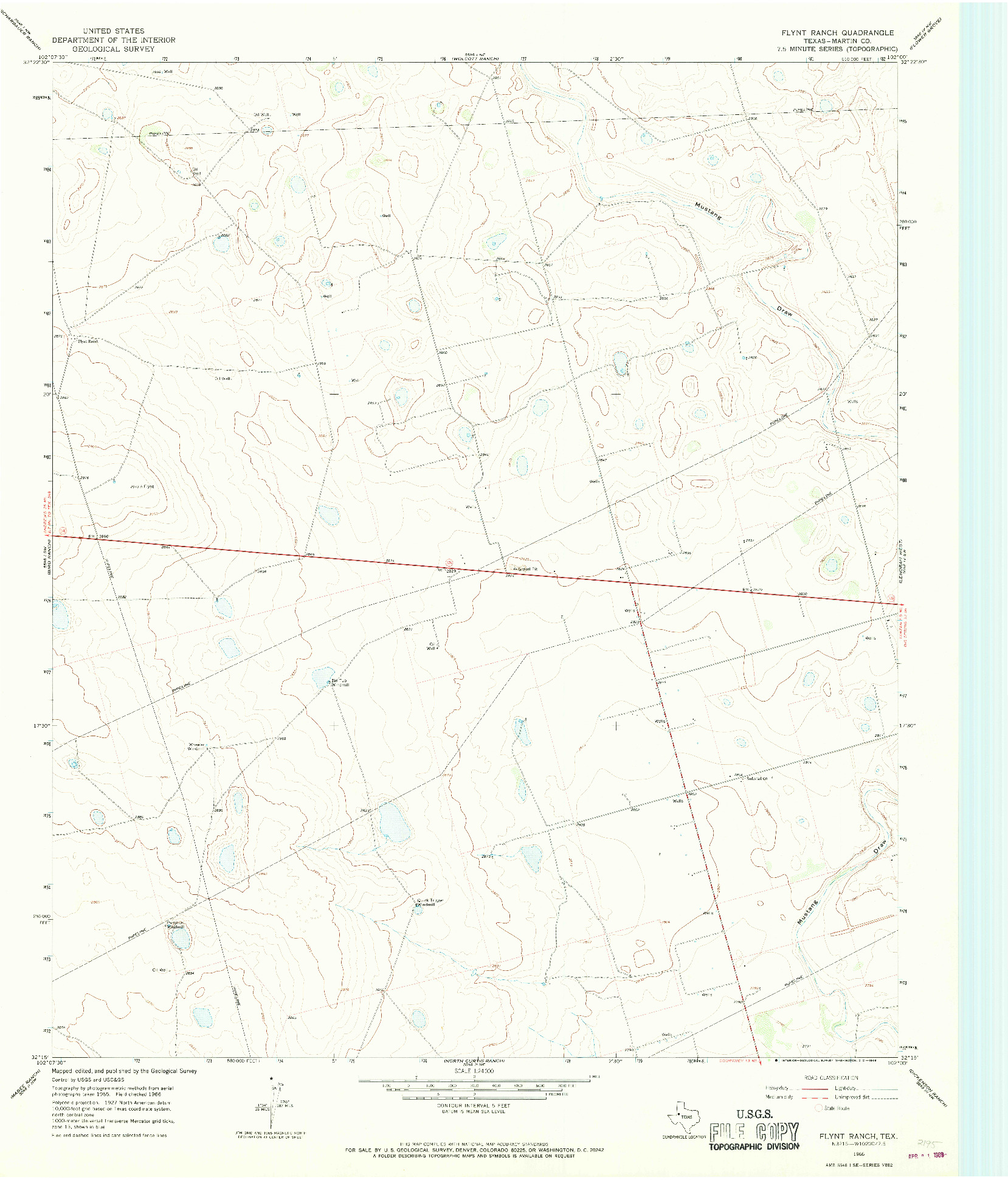 USGS 1:24000-SCALE QUADRANGLE FOR FLYNT RANCH, TX 1966