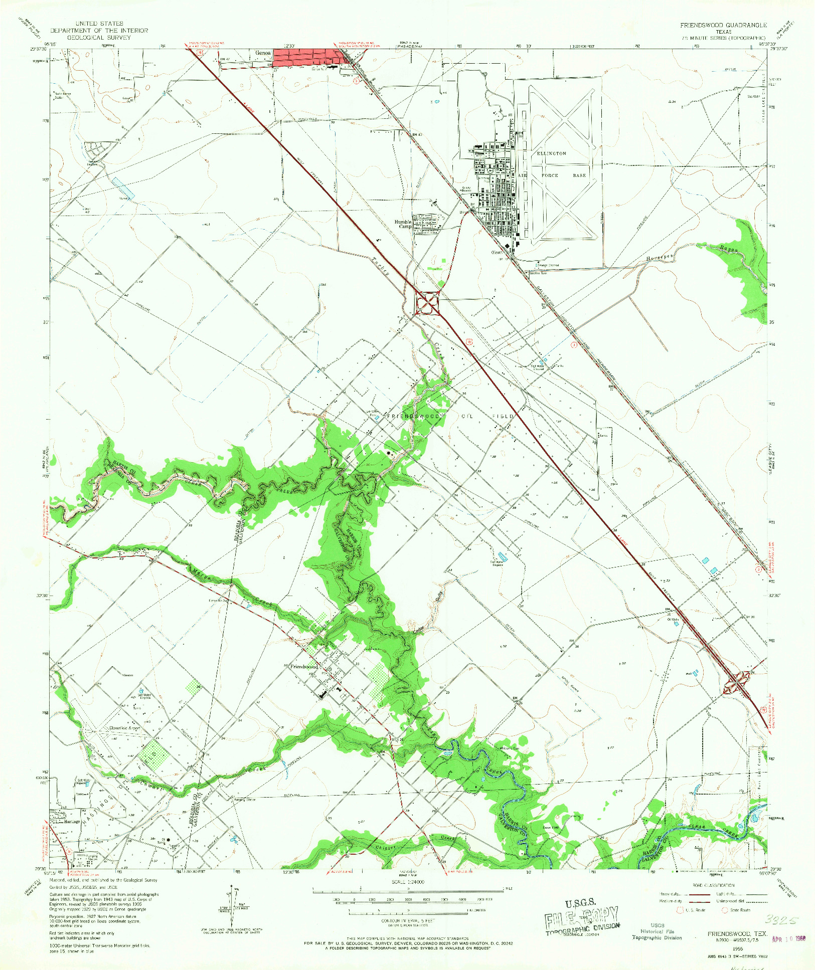 USGS 1:24000-SCALE QUADRANGLE FOR FRIENDSWOOD, TX 1955
