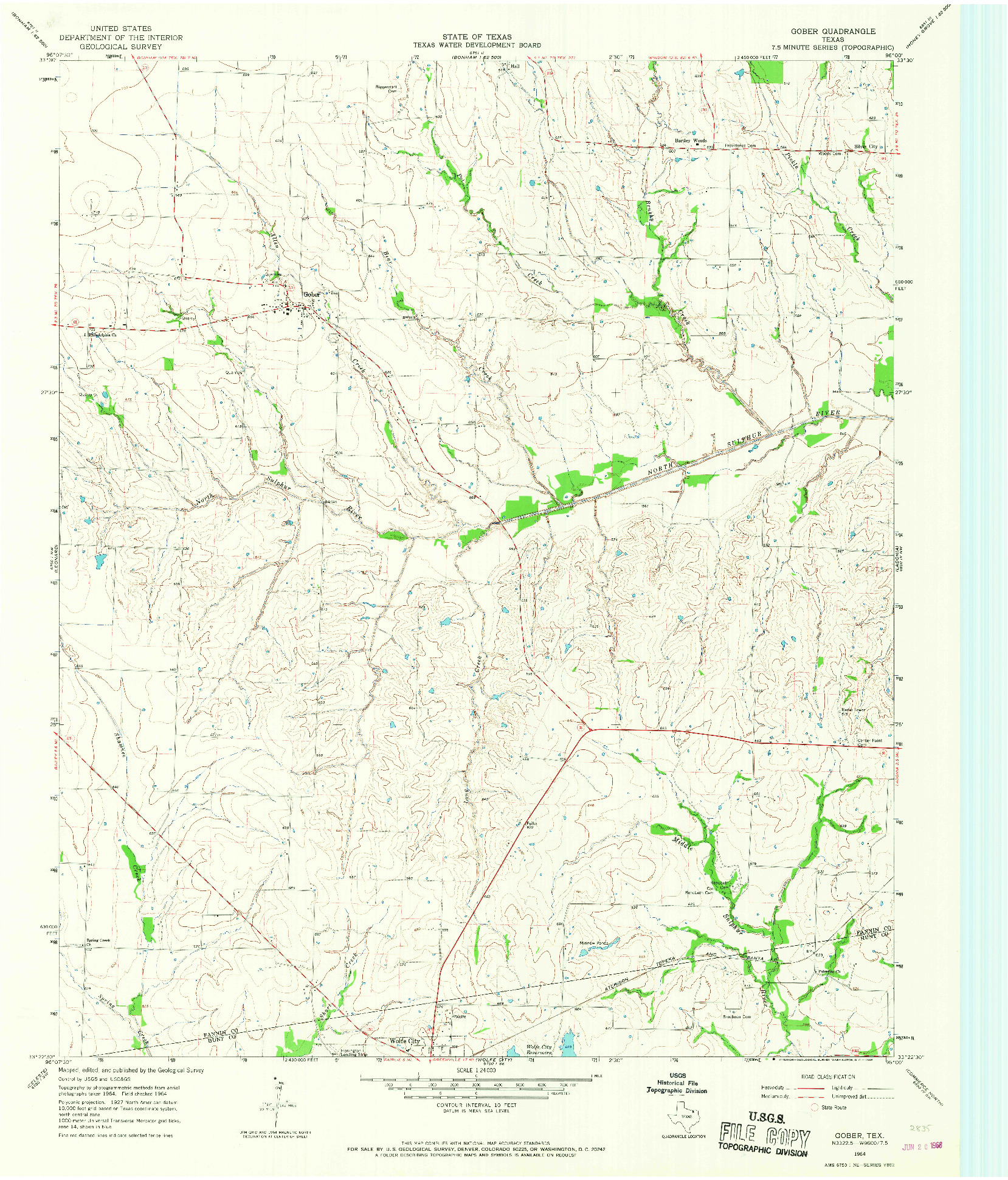 USGS 1:24000-SCALE QUADRANGLE FOR GOBER, TX 1964