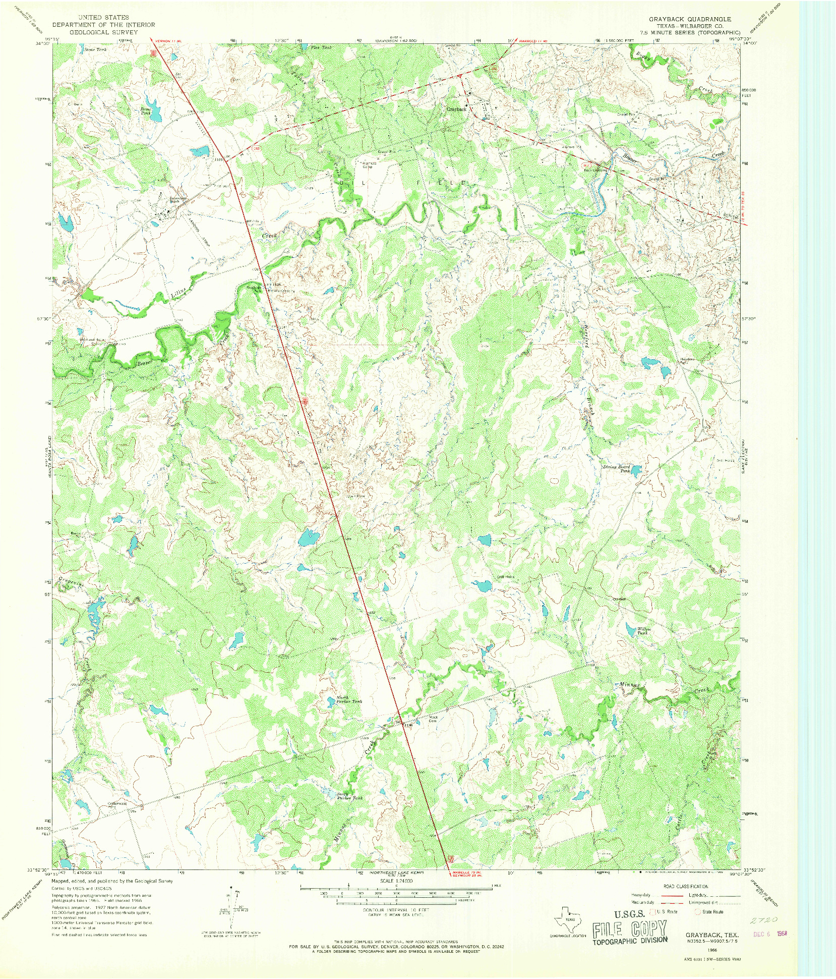 USGS 1:24000-SCALE QUADRANGLE FOR GRAYBACK, TX 1966