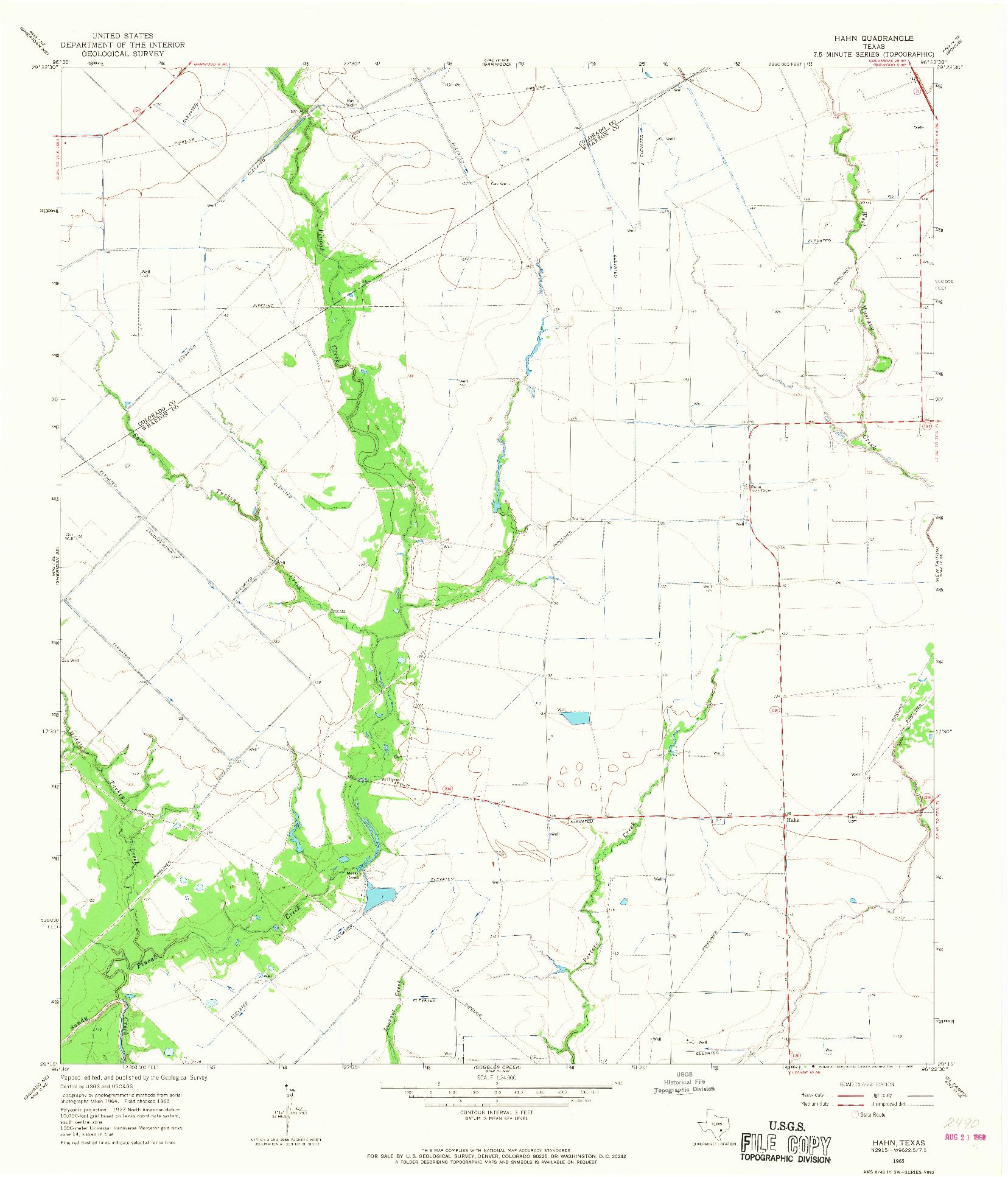 USGS 1:24000-SCALE QUADRANGLE FOR HAHN, TX 1965