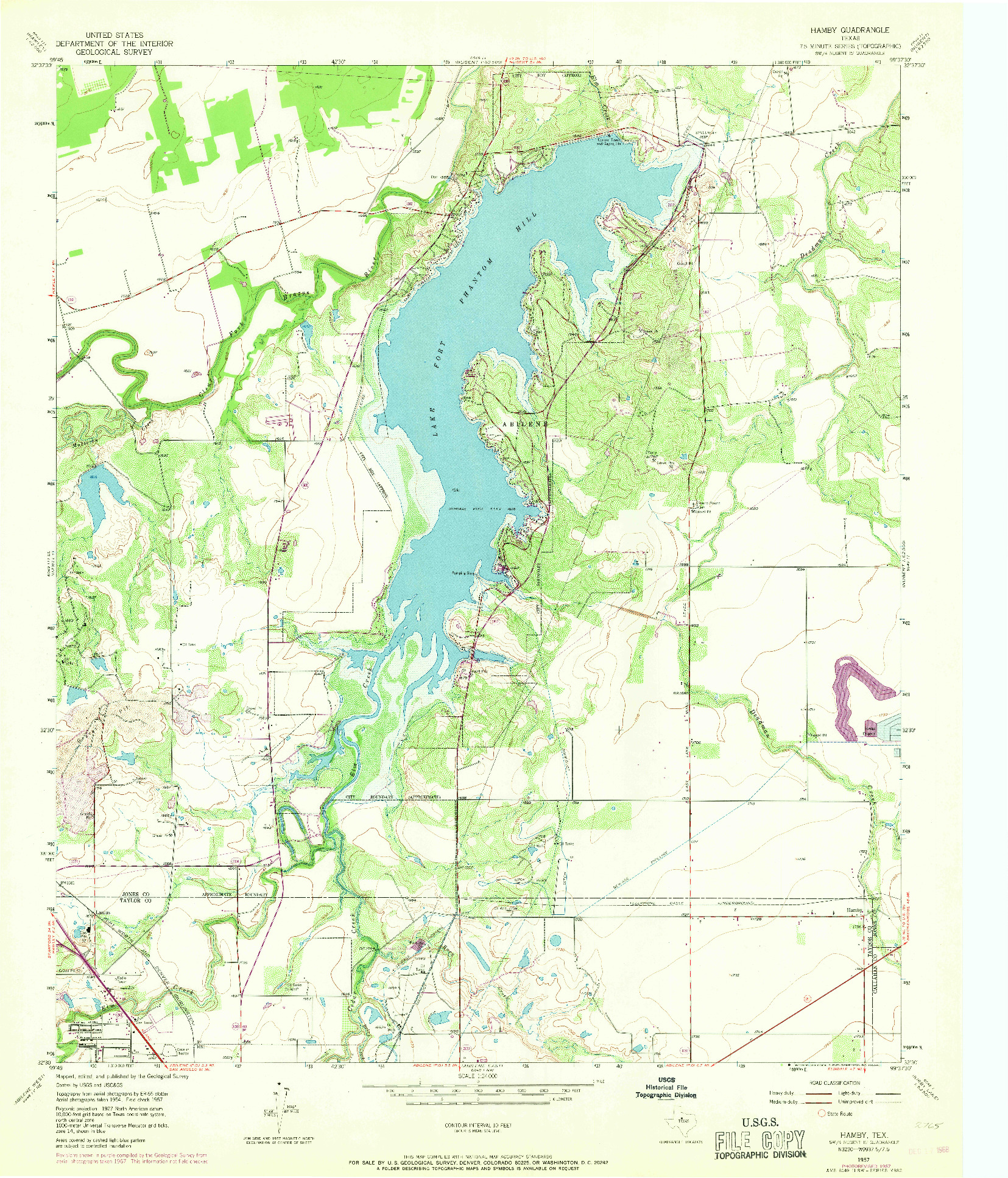 USGS 1:24000-SCALE QUADRANGLE FOR HAMBY, TX 1957