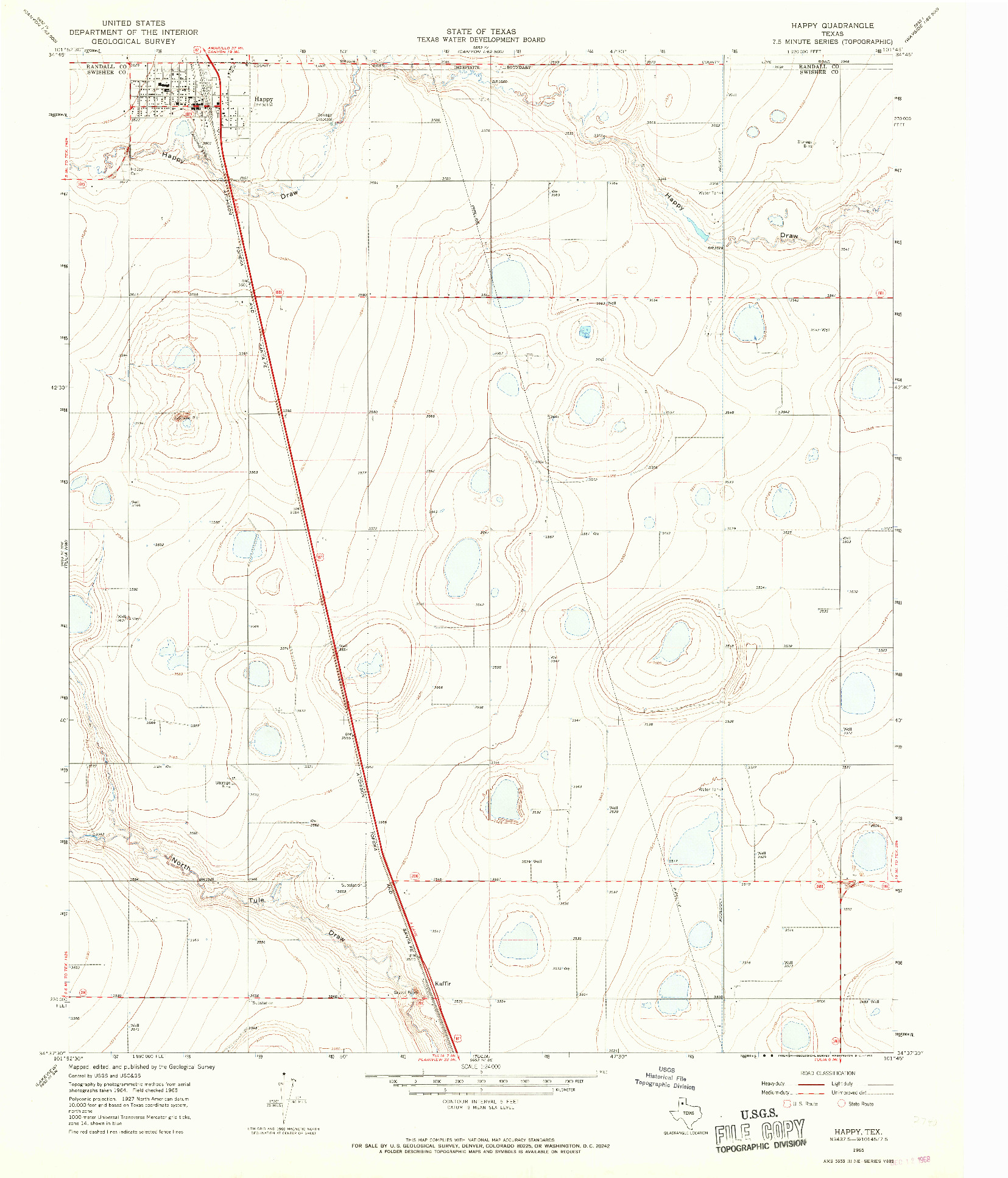 USGS 1:24000-SCALE QUADRANGLE FOR HAPPY, TX 1965