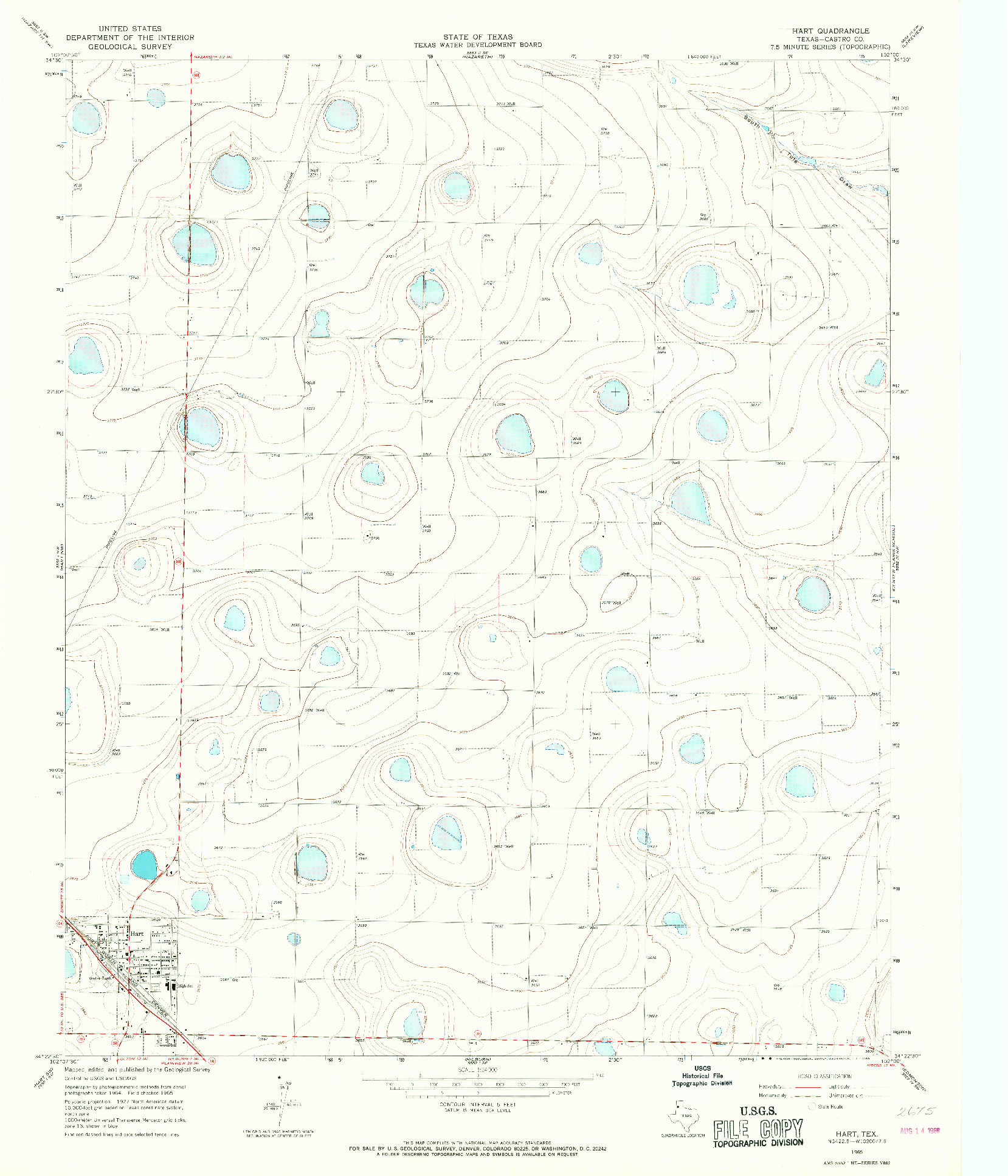 USGS 1:24000-SCALE QUADRANGLE FOR HART, TX 1965
