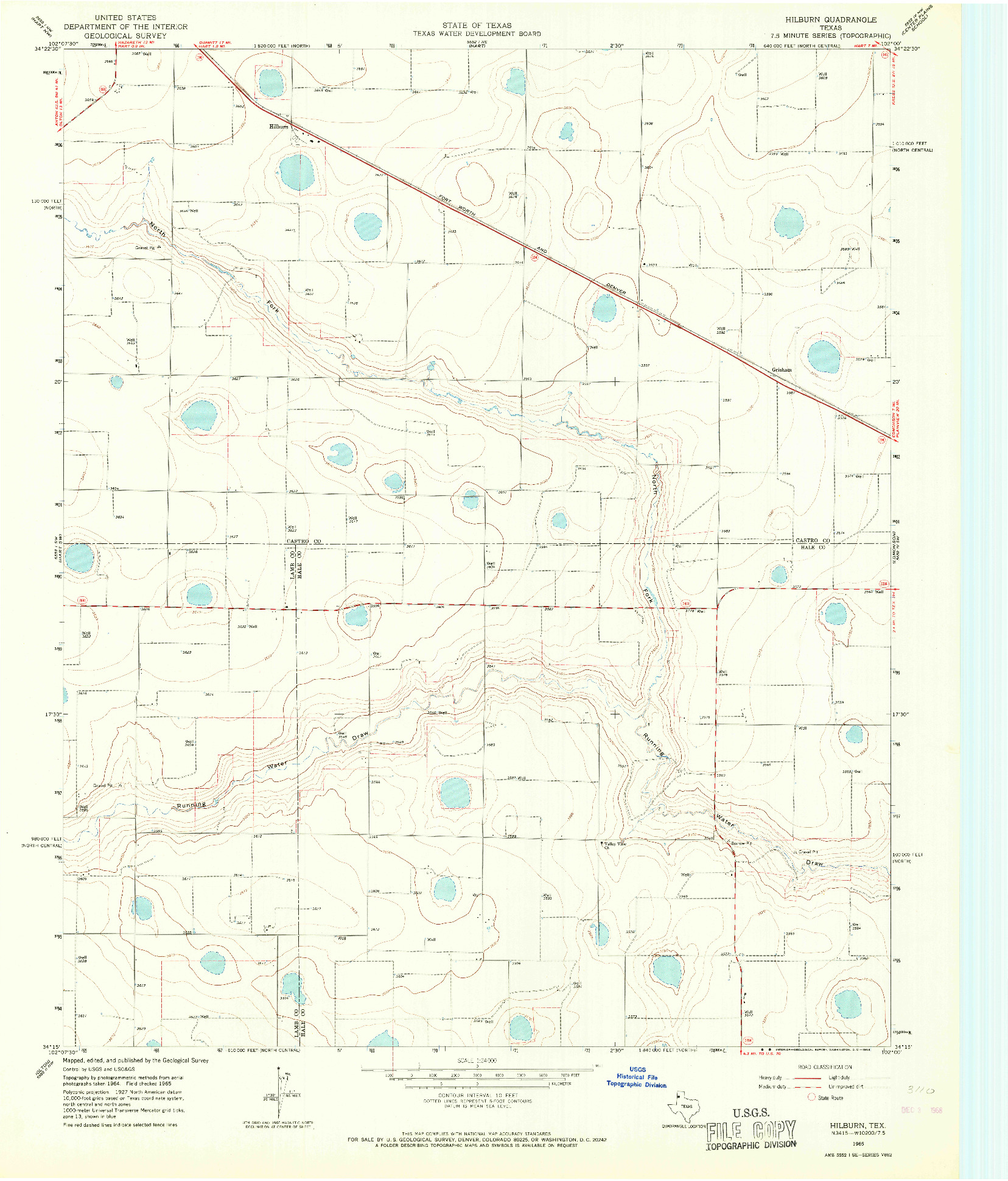 USGS 1:24000-SCALE QUADRANGLE FOR HILBURN, TX 1965