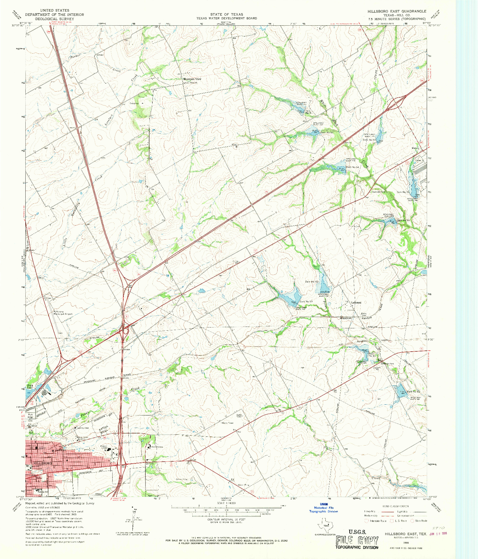 USGS 1:24000-SCALE QUADRANGLE FOR HILLSBORO EAST, TX 1966
