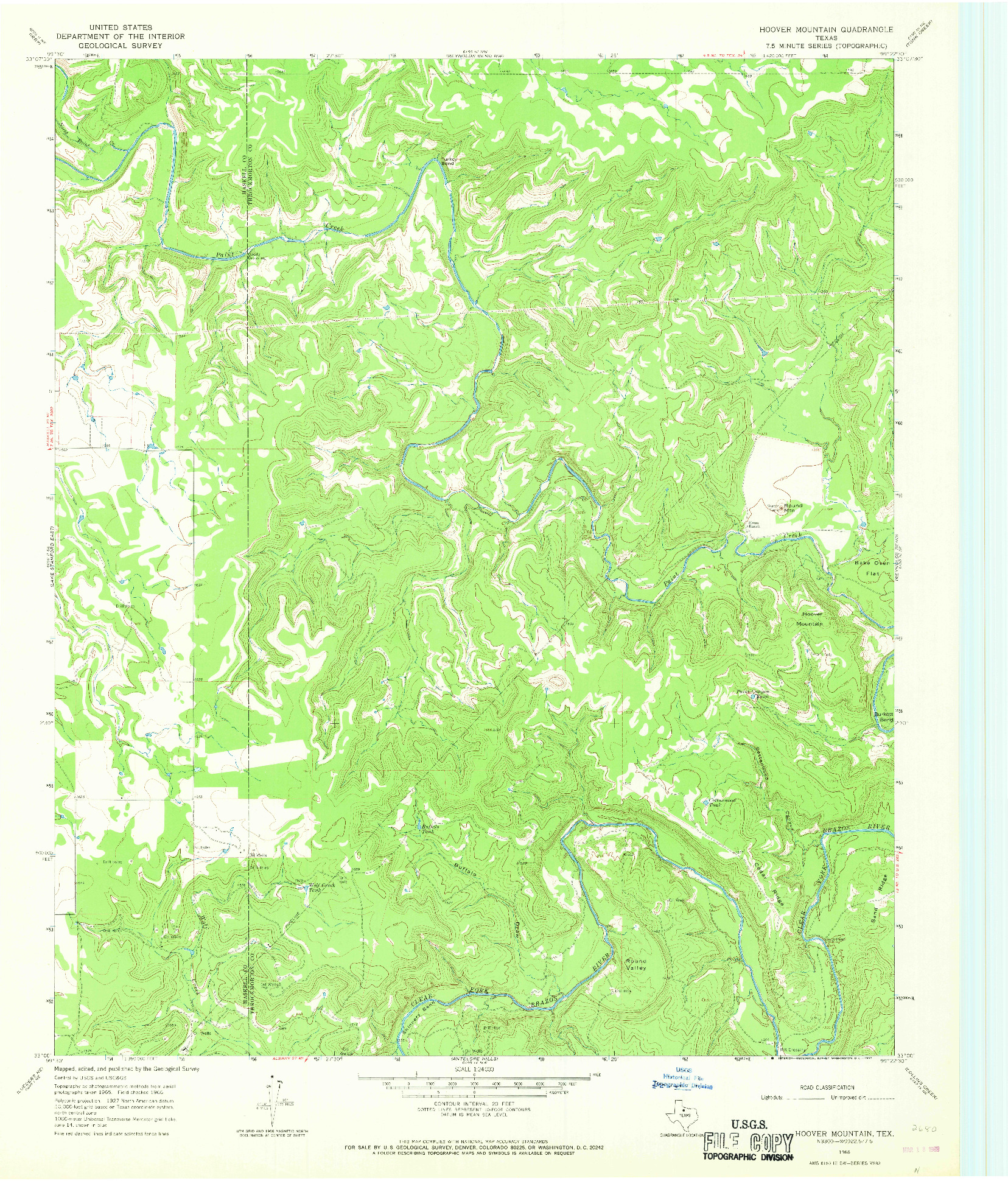 USGS 1:24000-SCALE QUADRANGLE FOR HOOVER MOUNTAIN, TX 1966