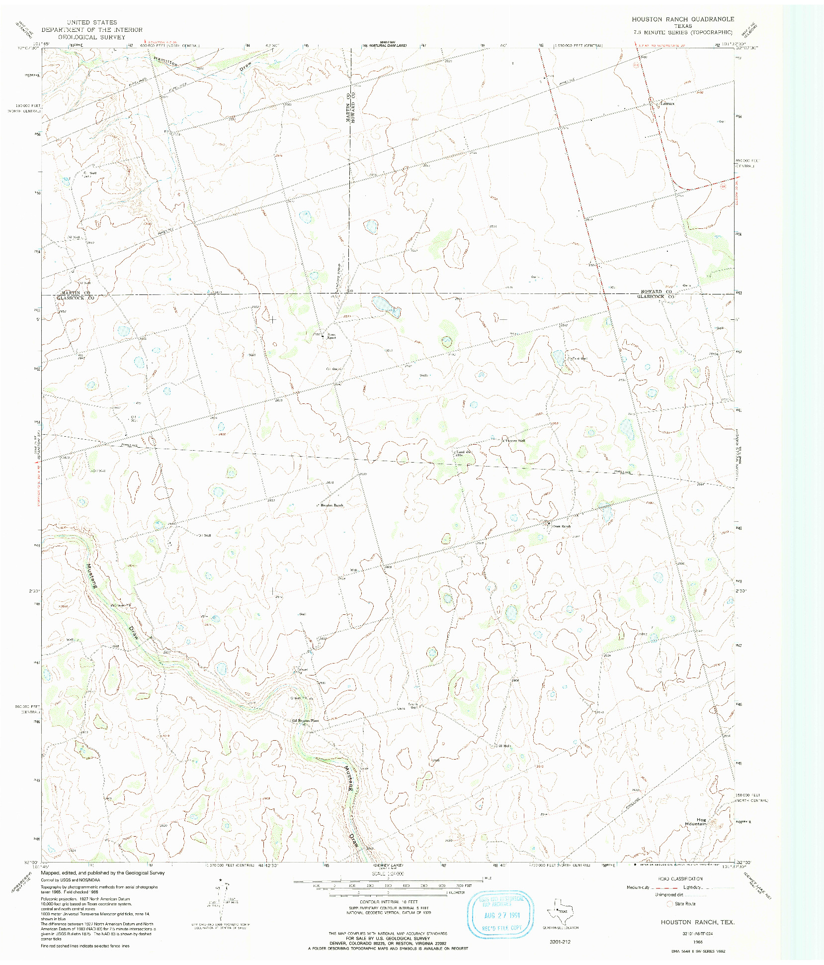 USGS 1:24000-SCALE QUADRANGLE FOR HOUSTON RANCH, TX 1966