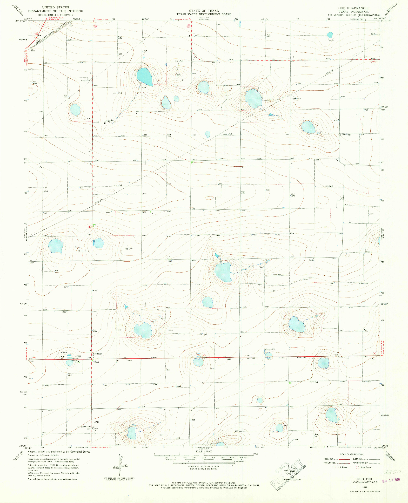 USGS 1:24000-SCALE QUADRANGLE FOR HUB, TX 1965