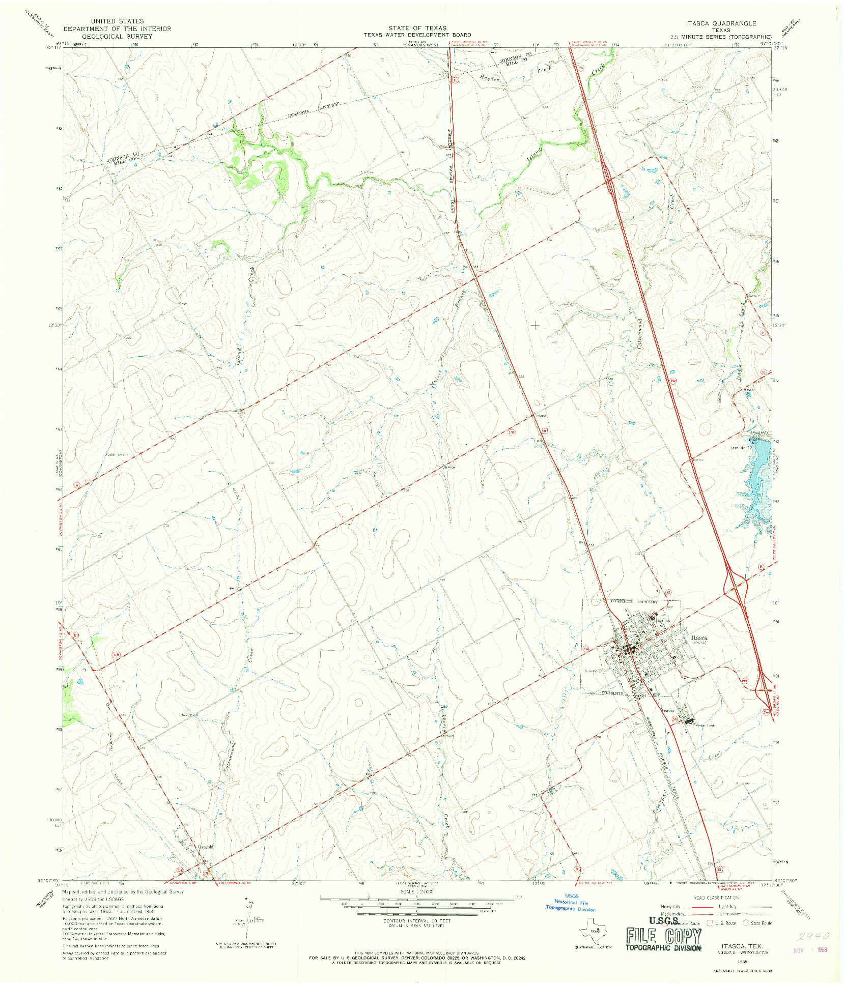 USGS 1:24000-SCALE QUADRANGLE FOR ITASCA, TX 1965