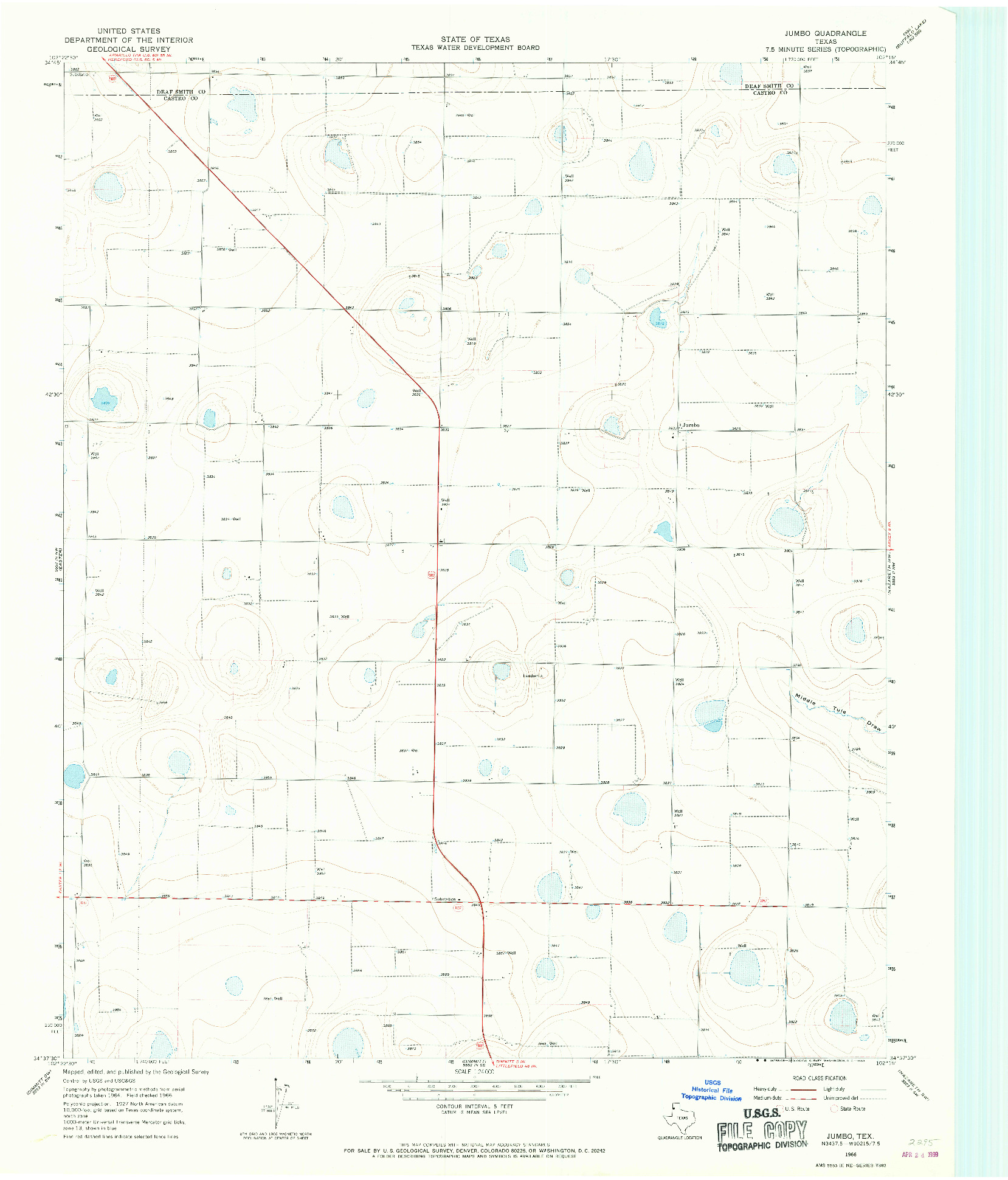 USGS 1:24000-SCALE QUADRANGLE FOR JUMBO, TX 1966