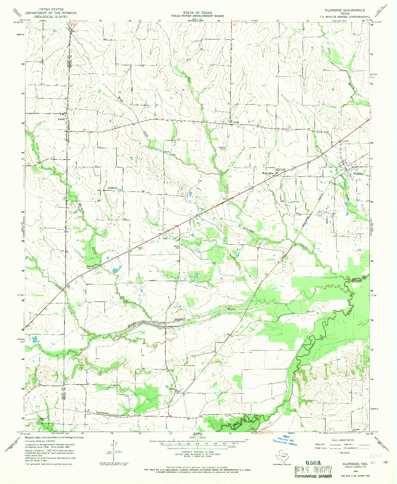USGS 1:24000-SCALE QUADRANGLE FOR KLONDIKE, TX 1964
