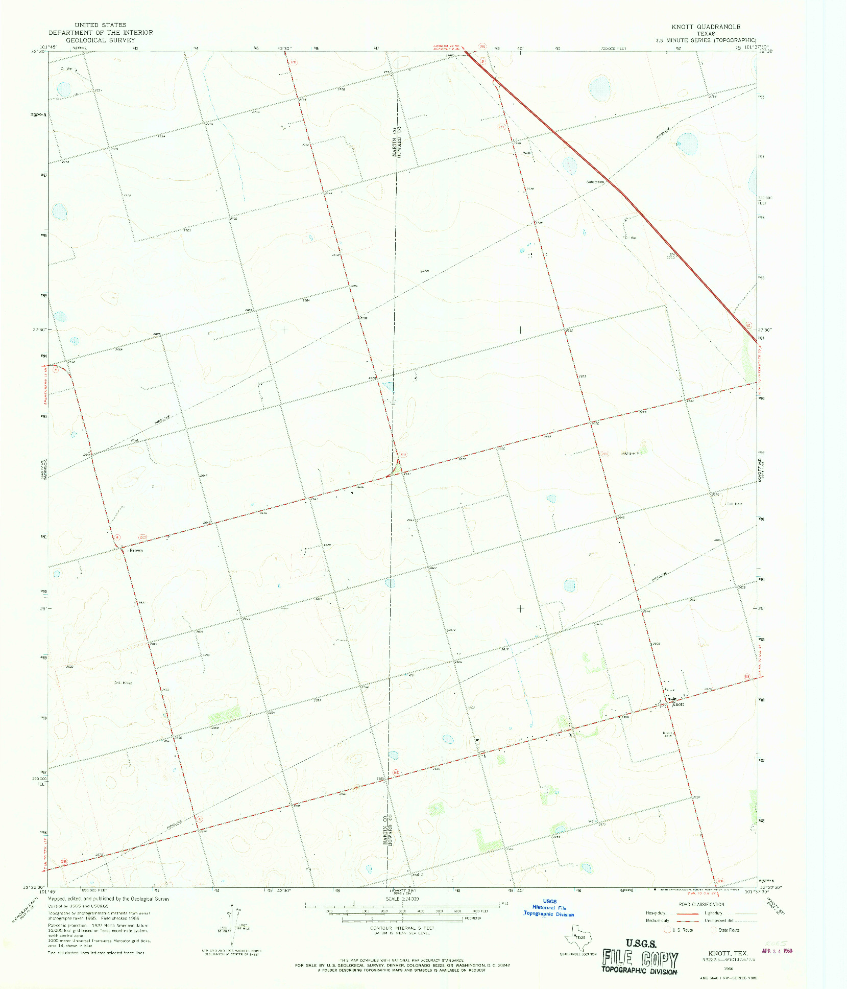 USGS 1:24000-SCALE QUADRANGLE FOR KNOTT, TX 1966