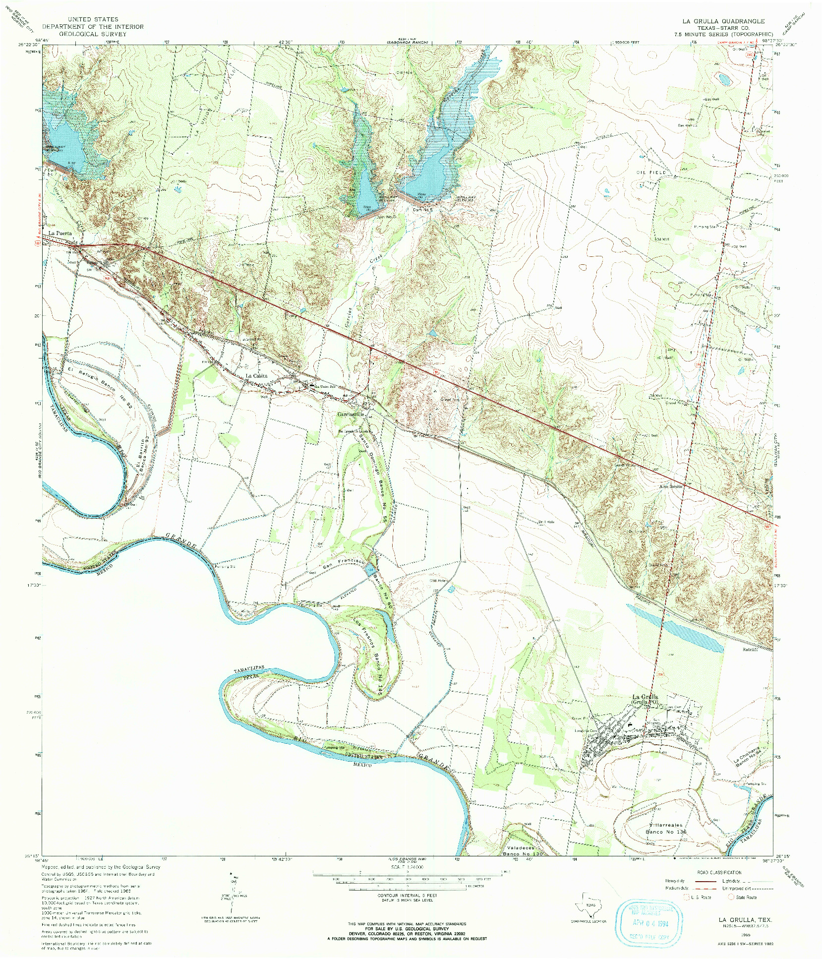 USGS 1:24000-SCALE QUADRANGLE FOR LA GRULLA, TX 1965