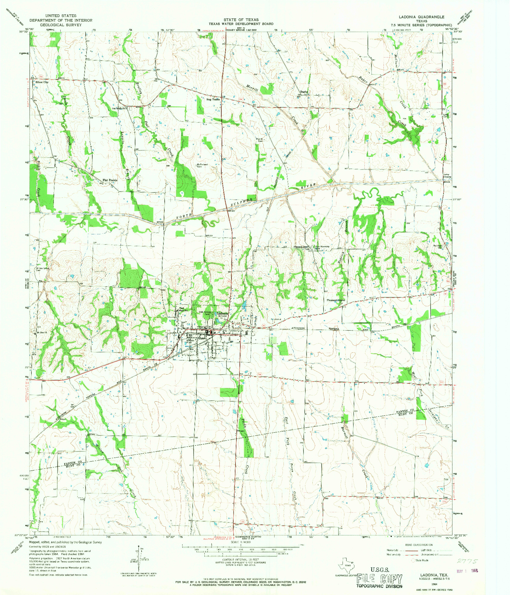 USGS 1:24000-SCALE QUADRANGLE FOR LADONIA, TX 1964