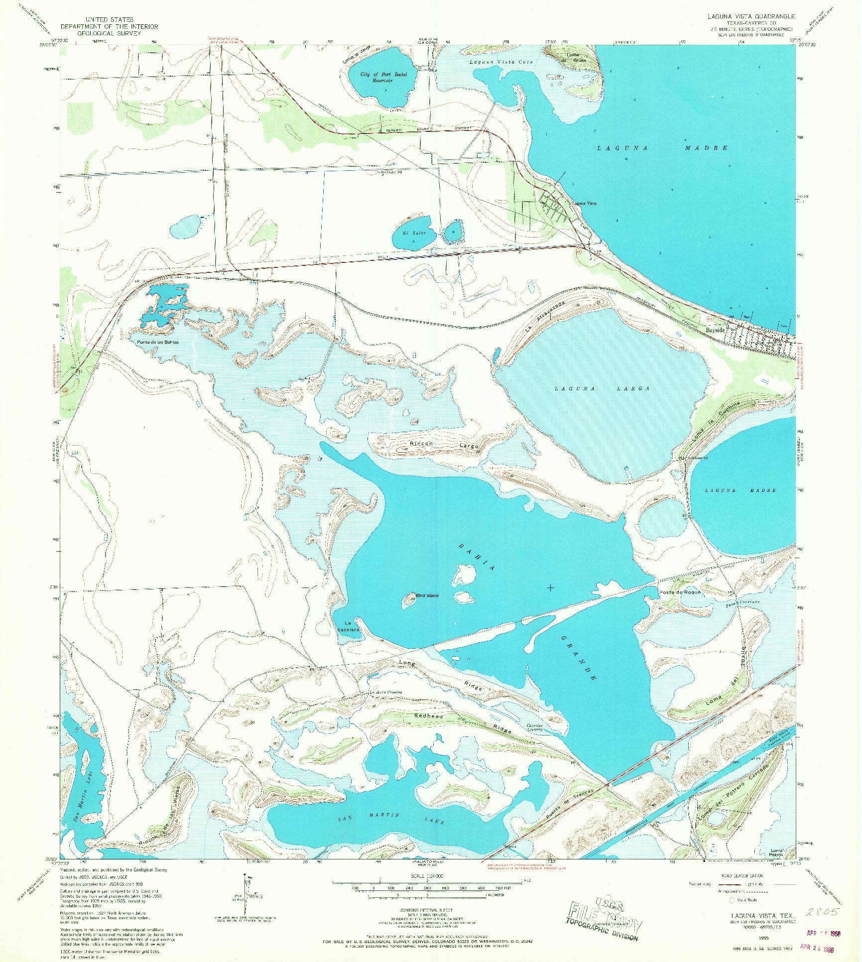 USGS 1:24000-SCALE QUADRANGLE FOR LAGUNA VISTA, TX 1955