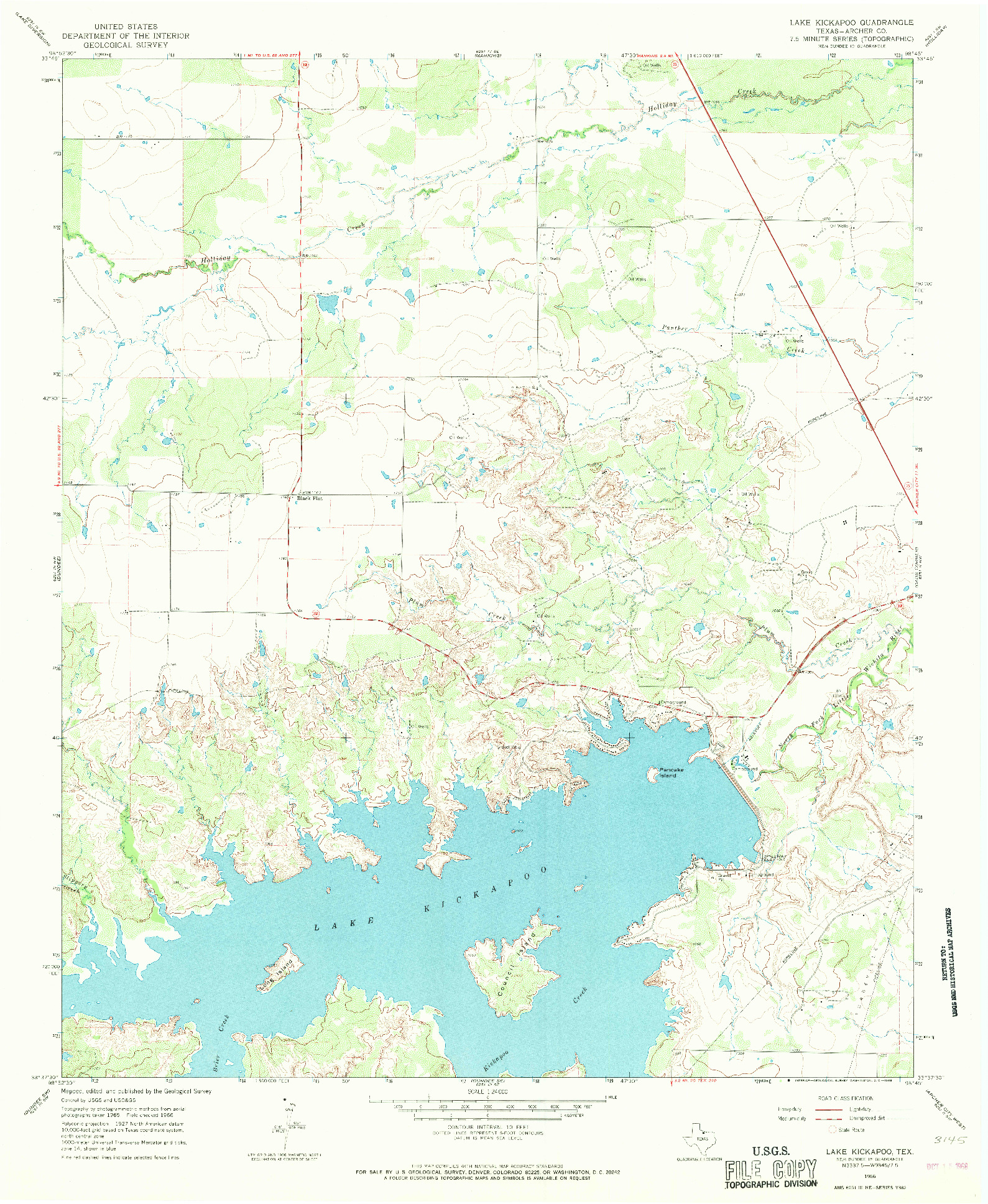 USGS 1:24000-SCALE QUADRANGLE FOR LAKE KICKAPOO, TX 1966