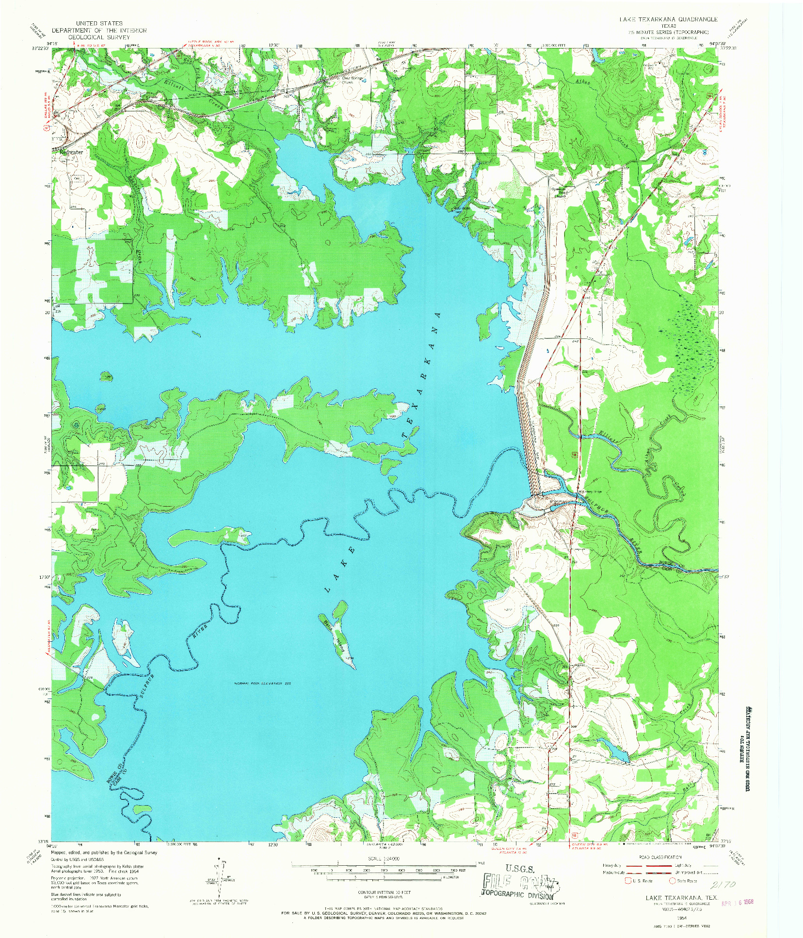 USGS 1:24000-SCALE QUADRANGLE FOR LAKE TEXARKANA, TX 1954