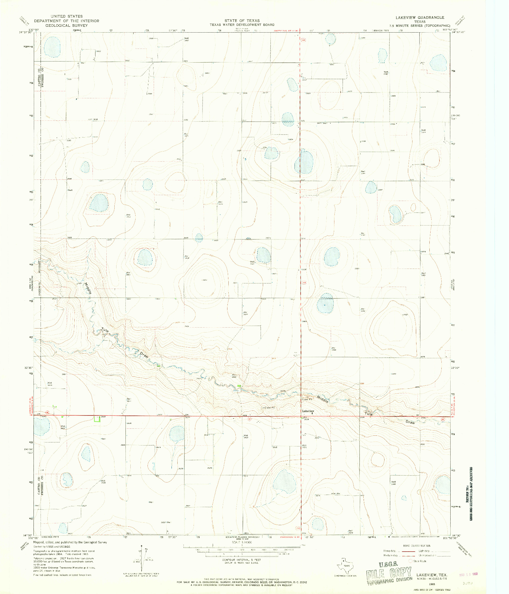 USGS 1:24000-SCALE QUADRANGLE FOR LAKEVIEW, TX 1965