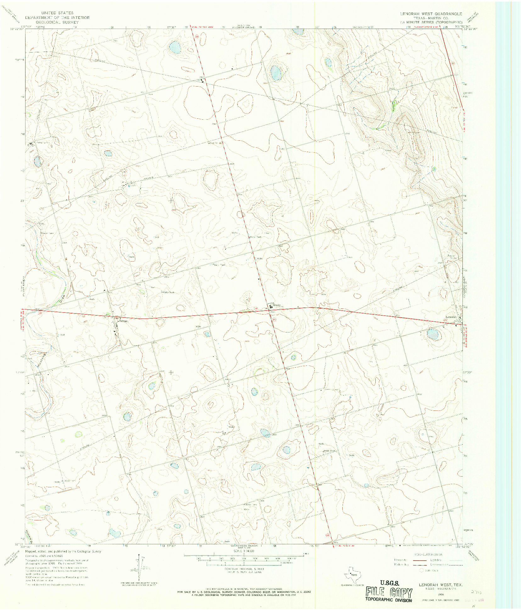 USGS 1:24000-SCALE QUADRANGLE FOR LENORAH WEST, TX 1966