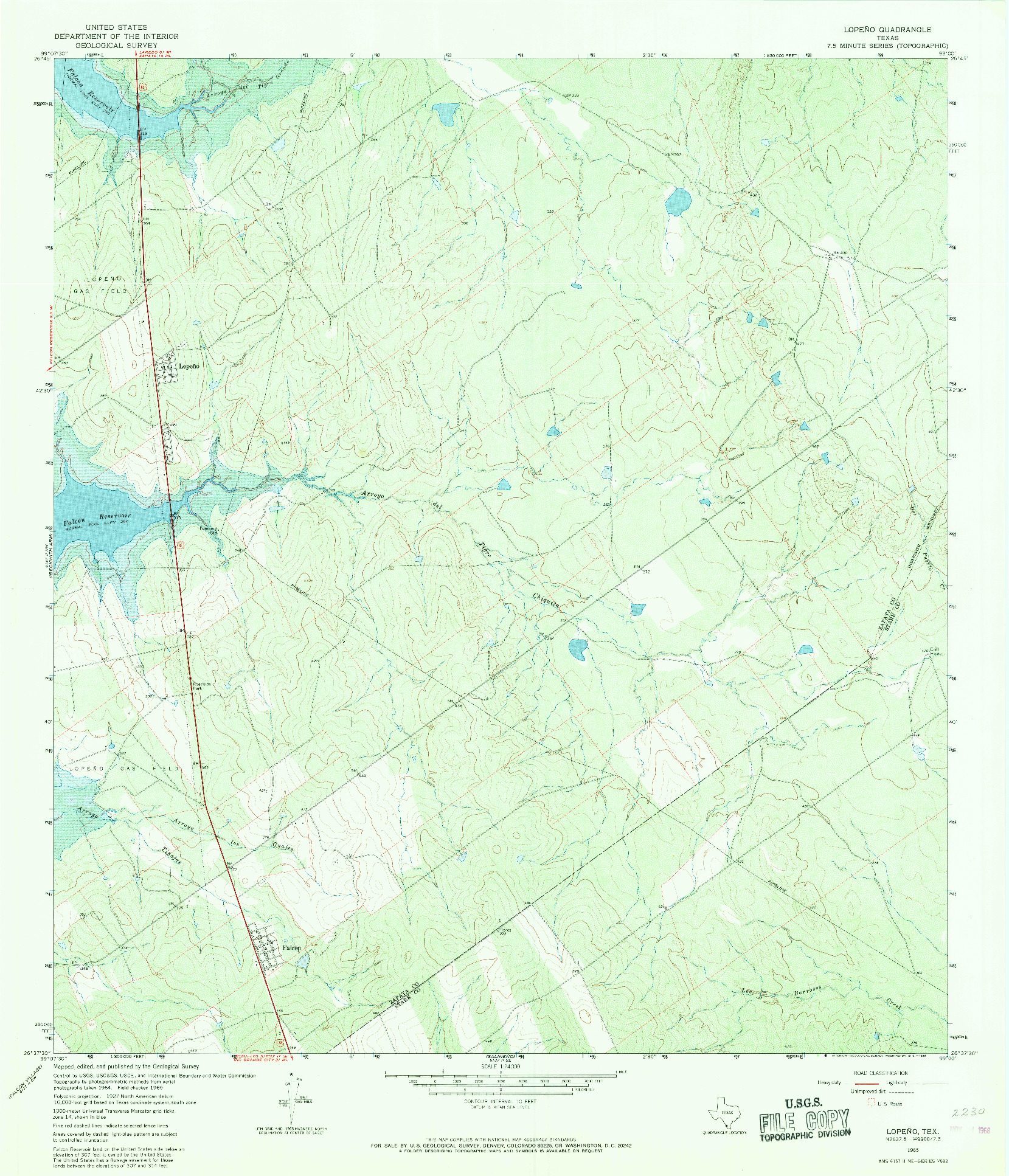 USGS 1:24000-SCALE QUADRANGLE FOR LOPENO, TX 1965