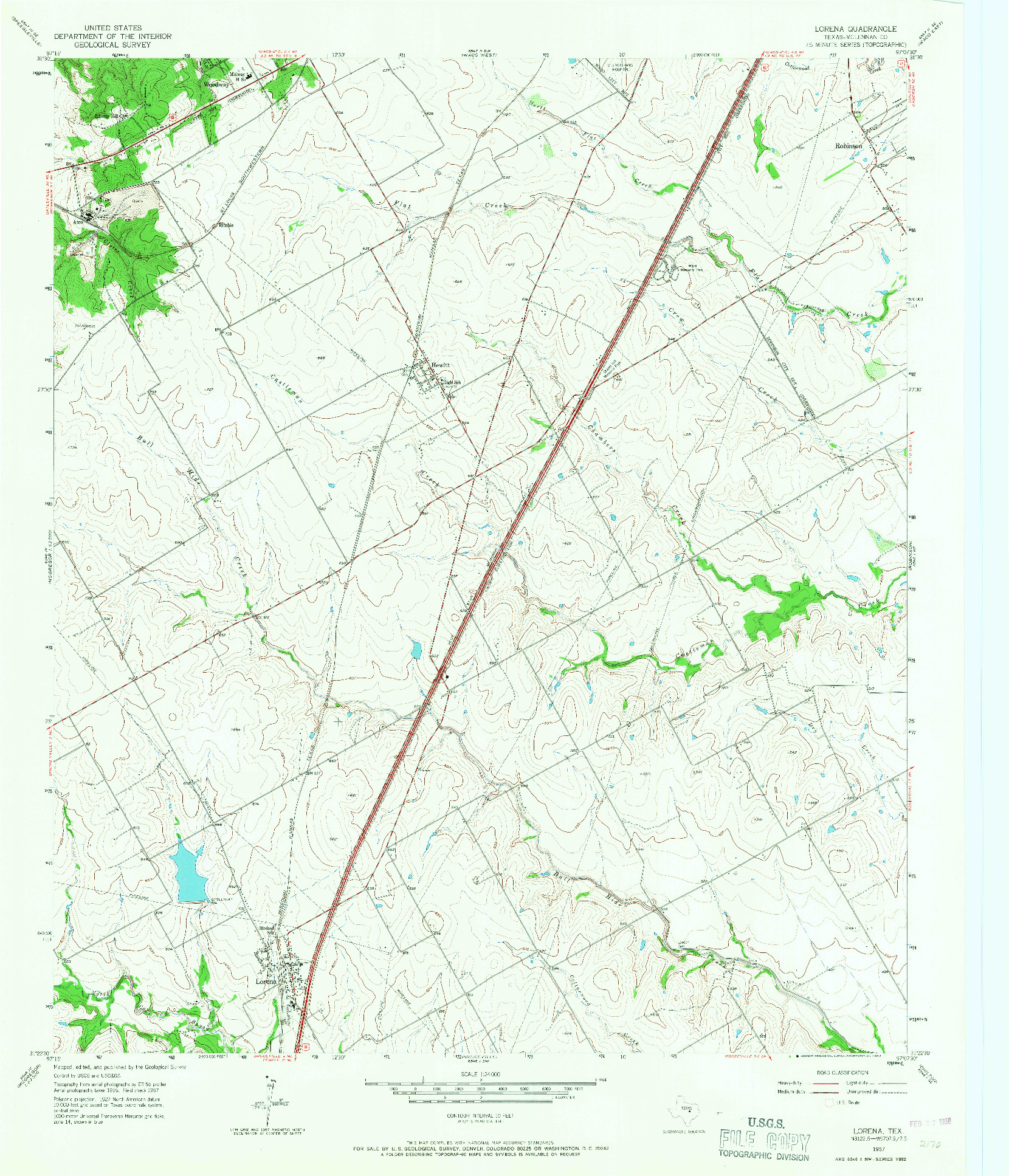 USGS 1:24000-SCALE QUADRANGLE FOR LORENA, TX 1957