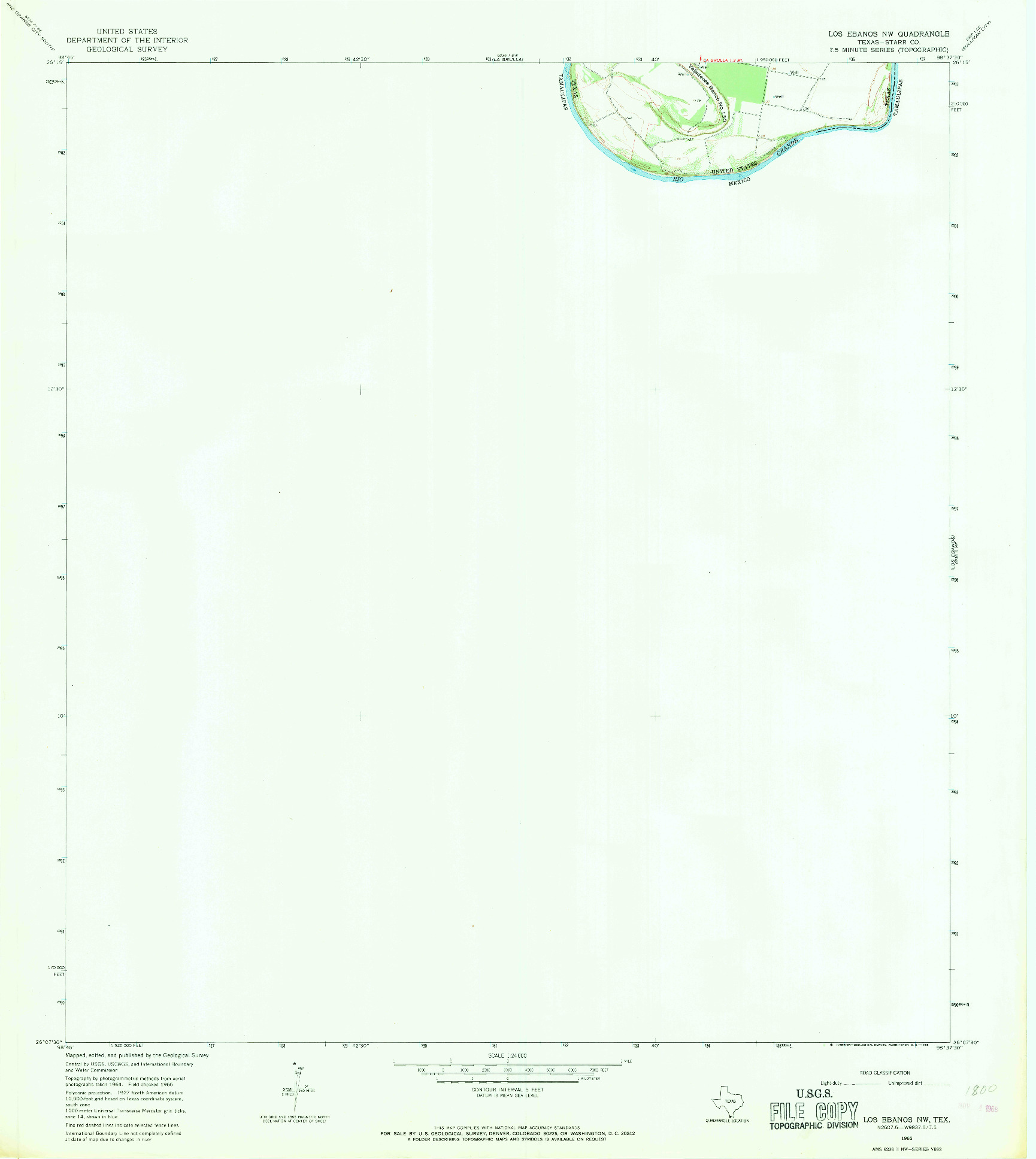 USGS 1:24000-SCALE QUADRANGLE FOR LOS EBANOS NW, TX 1965