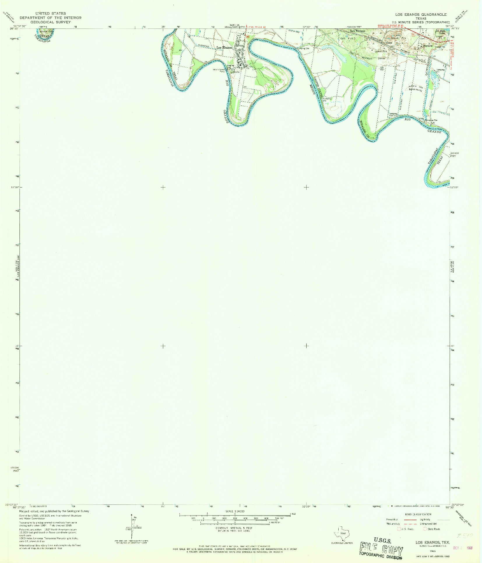 USGS 1:24000-SCALE QUADRANGLE FOR LOS EBANOS, TX 1965