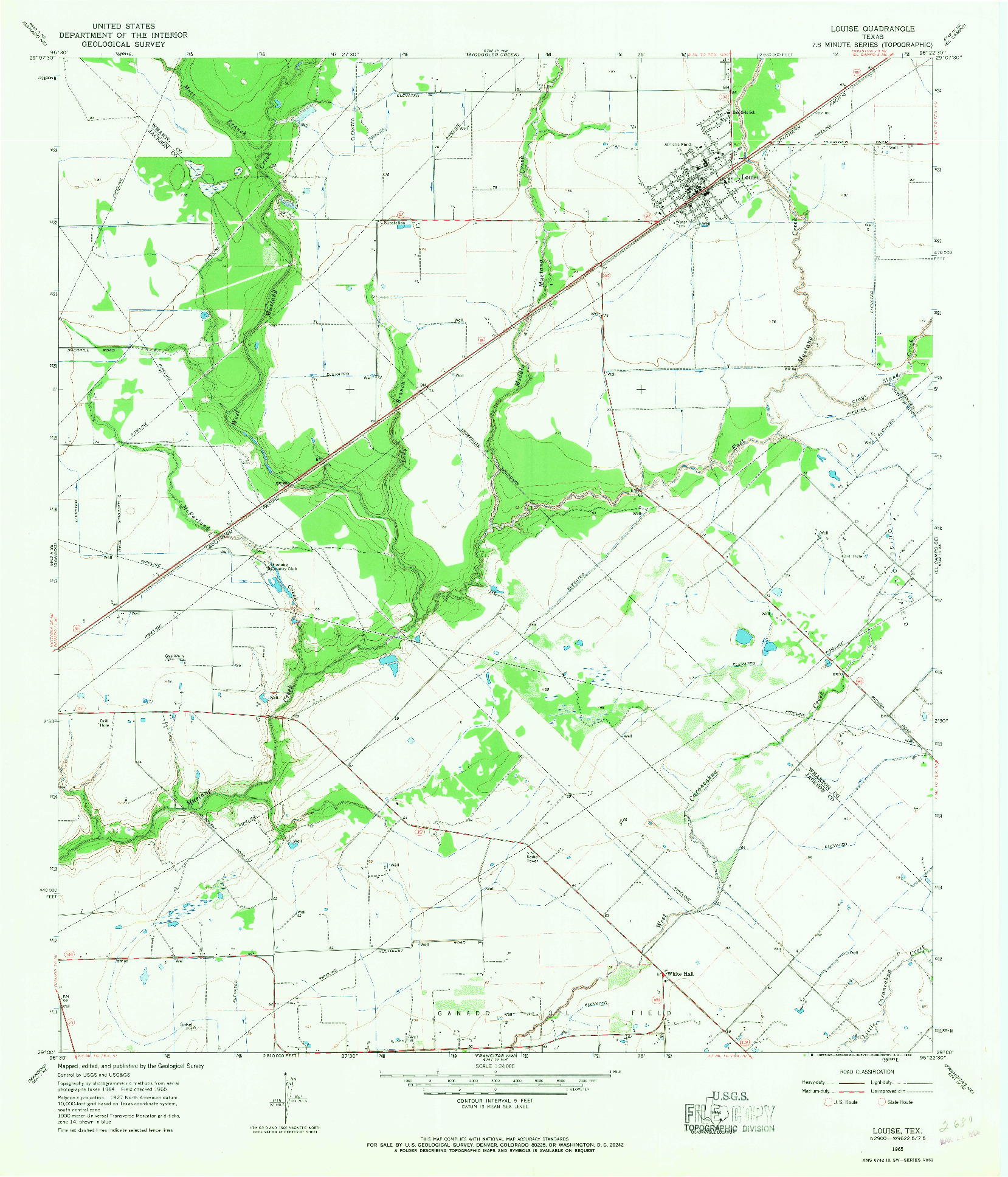 USGS 1:24000-SCALE QUADRANGLE FOR LOUISE, TX 1965